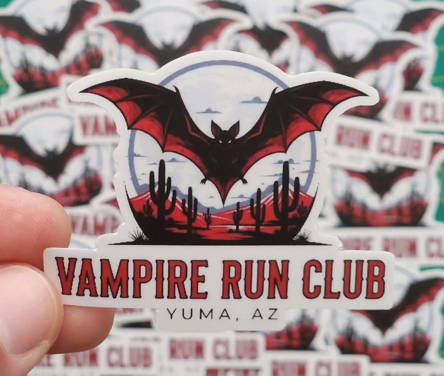 Because running in the sun is overrated.

2&quot; Custom Die-Cut Stickers for the Vampire Run Club.

#stickysolutionsvinyl #stickershop #yumaarizona #yumarunners #customvinylstickers