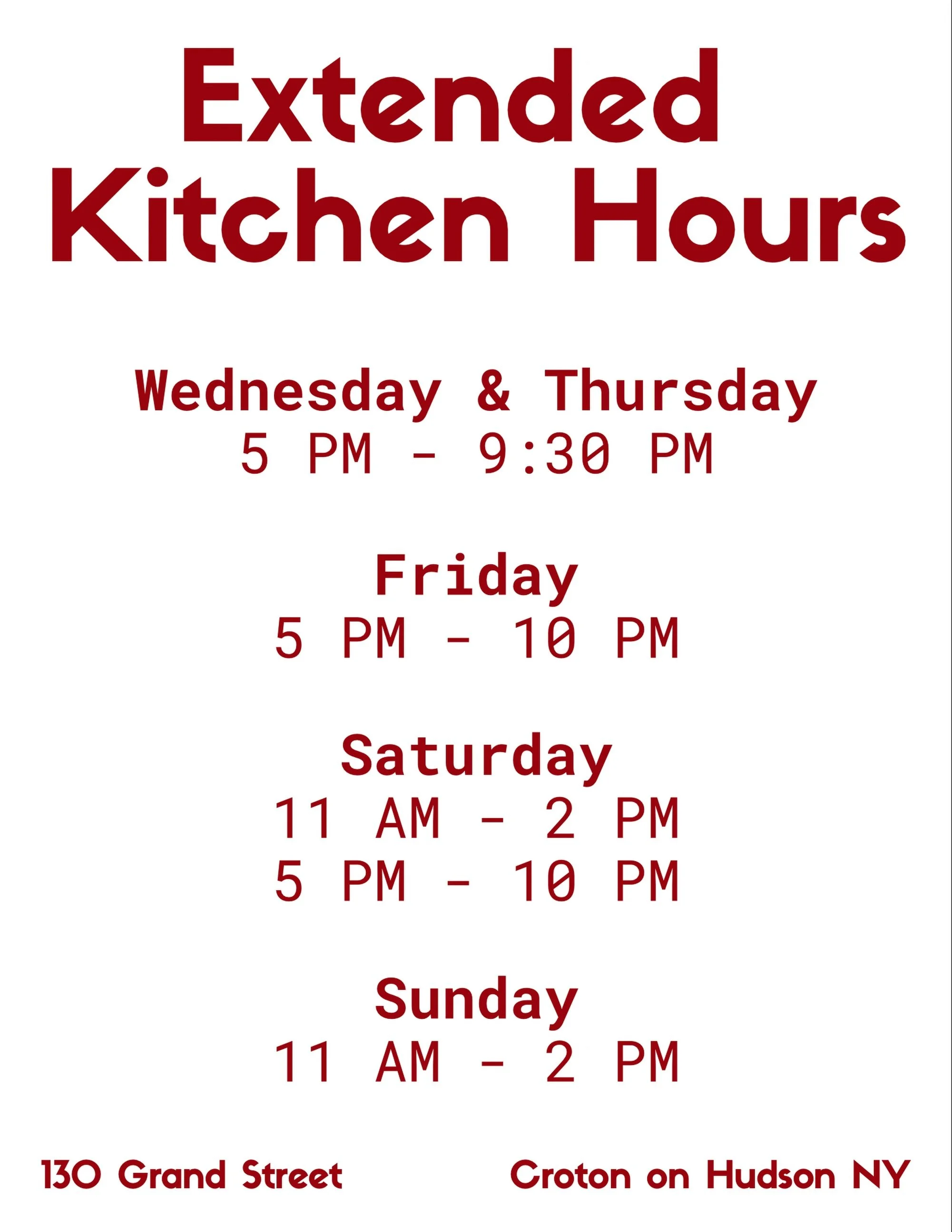 ✨ Updated kitchen hours ✨