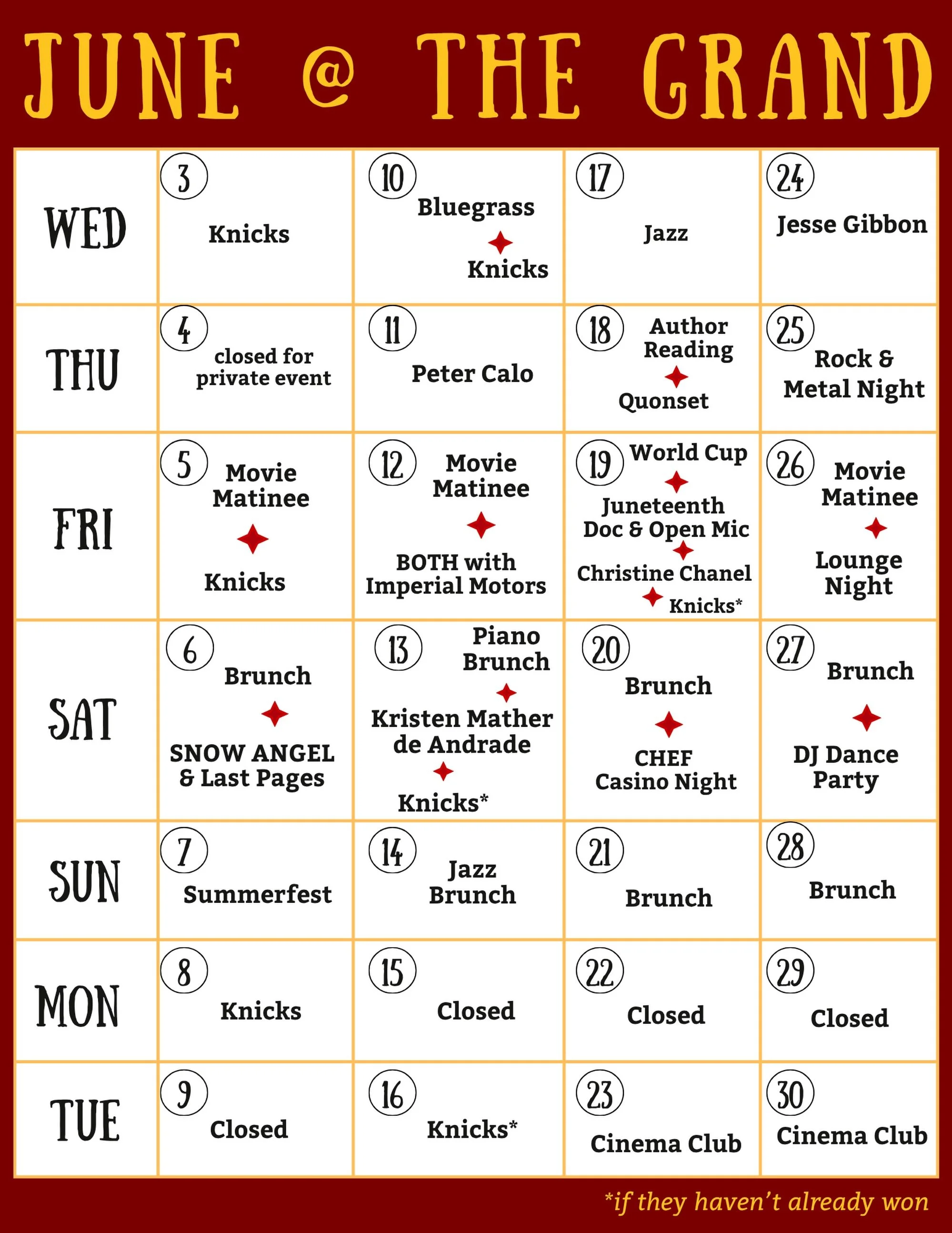 June at The Grand 🌞🏀🪕🎞️🥂🪩