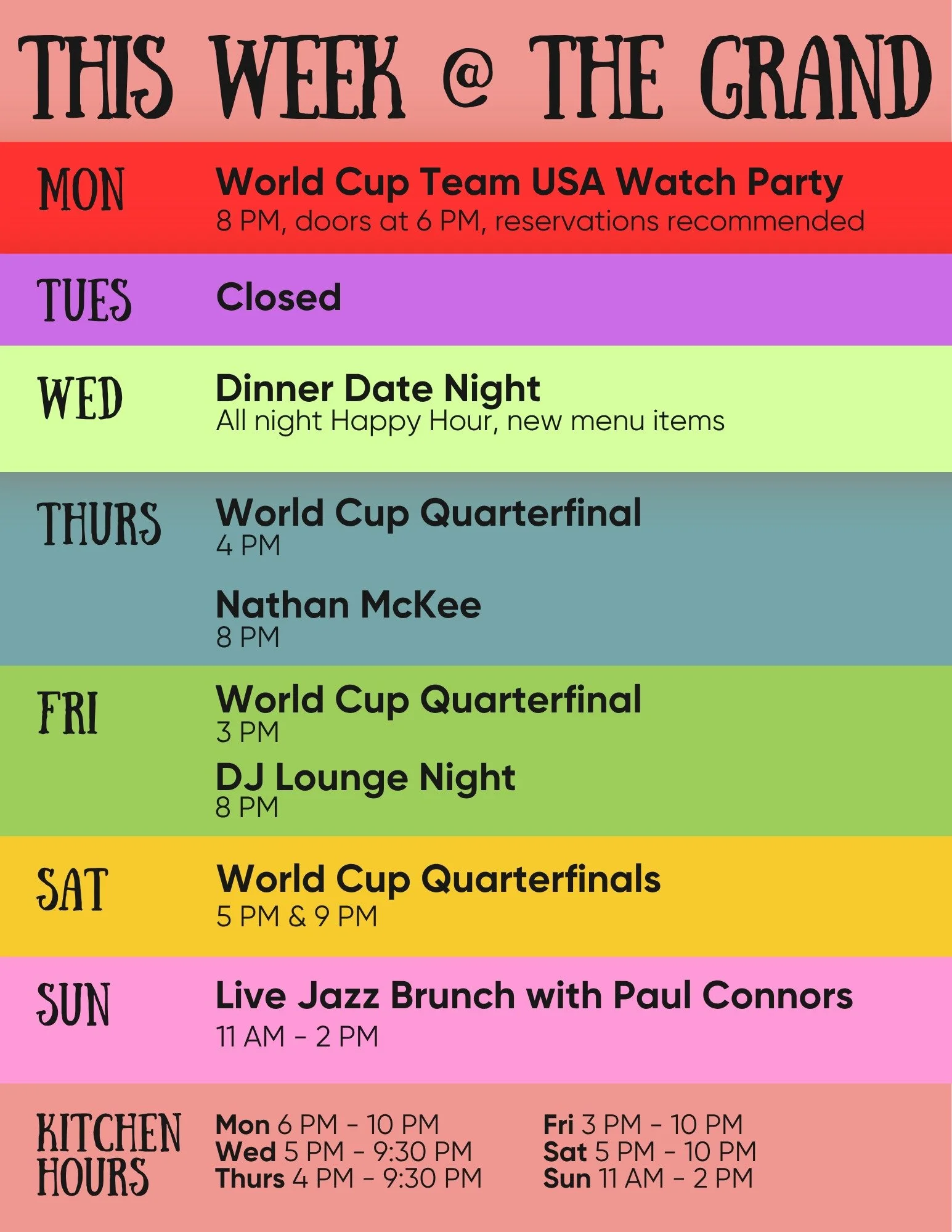 Coming up this week at The Grand! 

Plus tickets are on sale for KJ Denhert &amp; Dave Hill next week (7/15 &amp; 7/16) - link in bio for tickets and reservations!