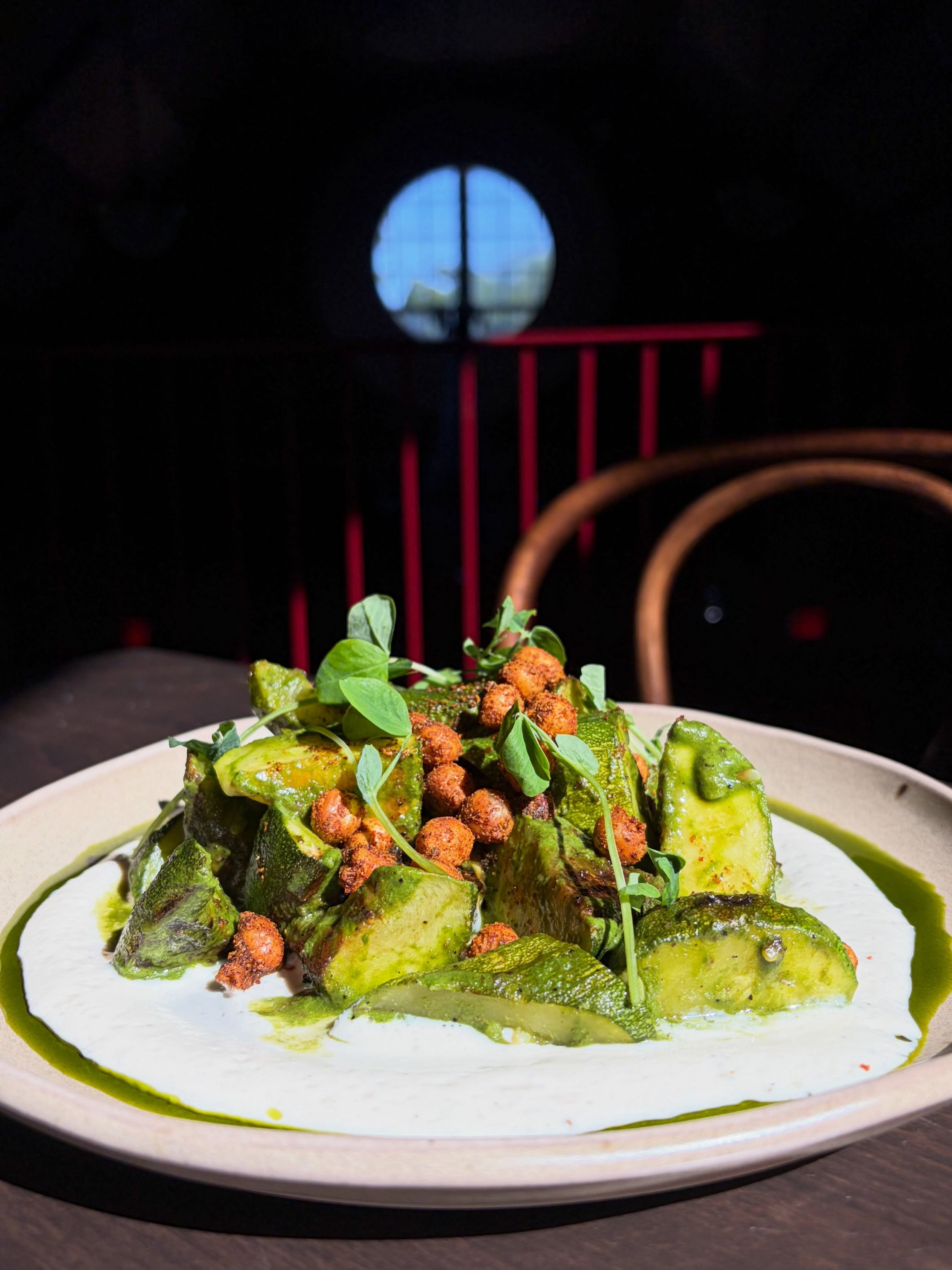 New to the menu: Summer Squash 

Charred Zucchini. Mint Pesto. Crispy Chickpeas. Whipped Silken Tofu. 
Vegan. Gluten Free Available.