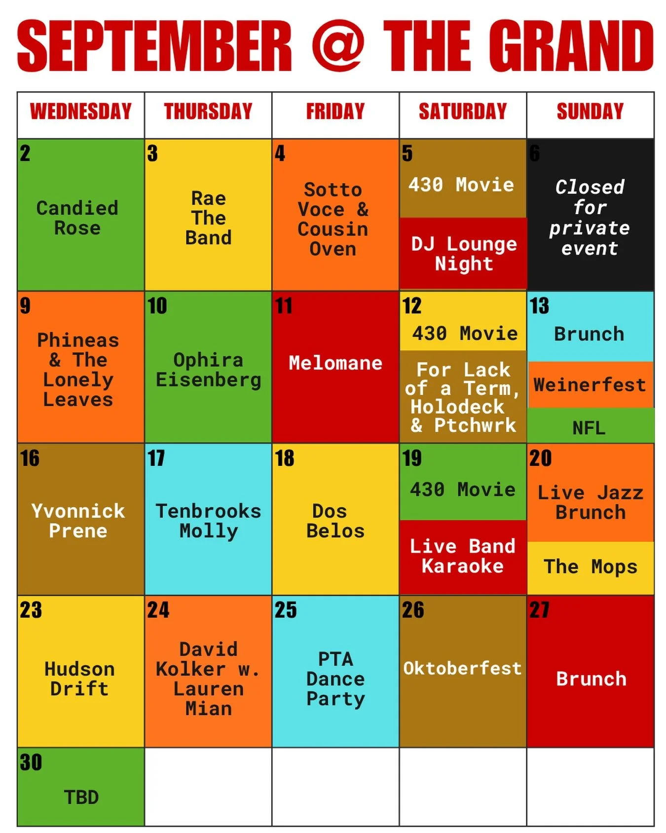 It&rsquo;s September. Make The Grand part of your new weekly routine!