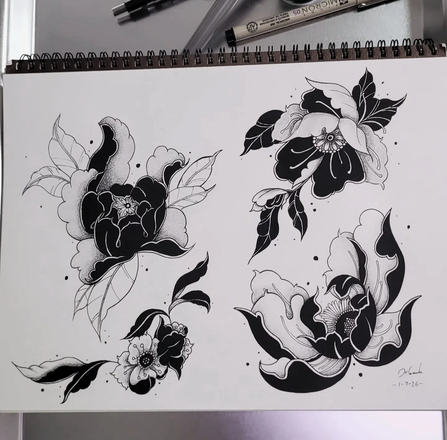 Blackwork Flowers