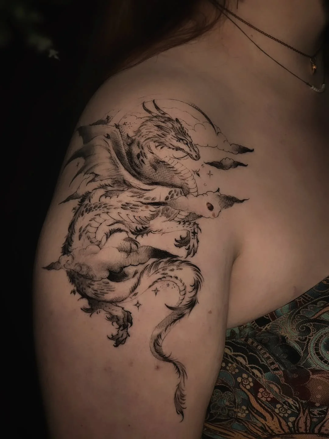 Some of the healed photos of this ethereal dragon spirit I tattooed on Kacey,  Thank you for your trust! 🫶✨️

Books are open again through the booking link in my bio. 
✧ I would love to work on more ethereal/mystical/magical tattoos ✧

✨️ Created @m