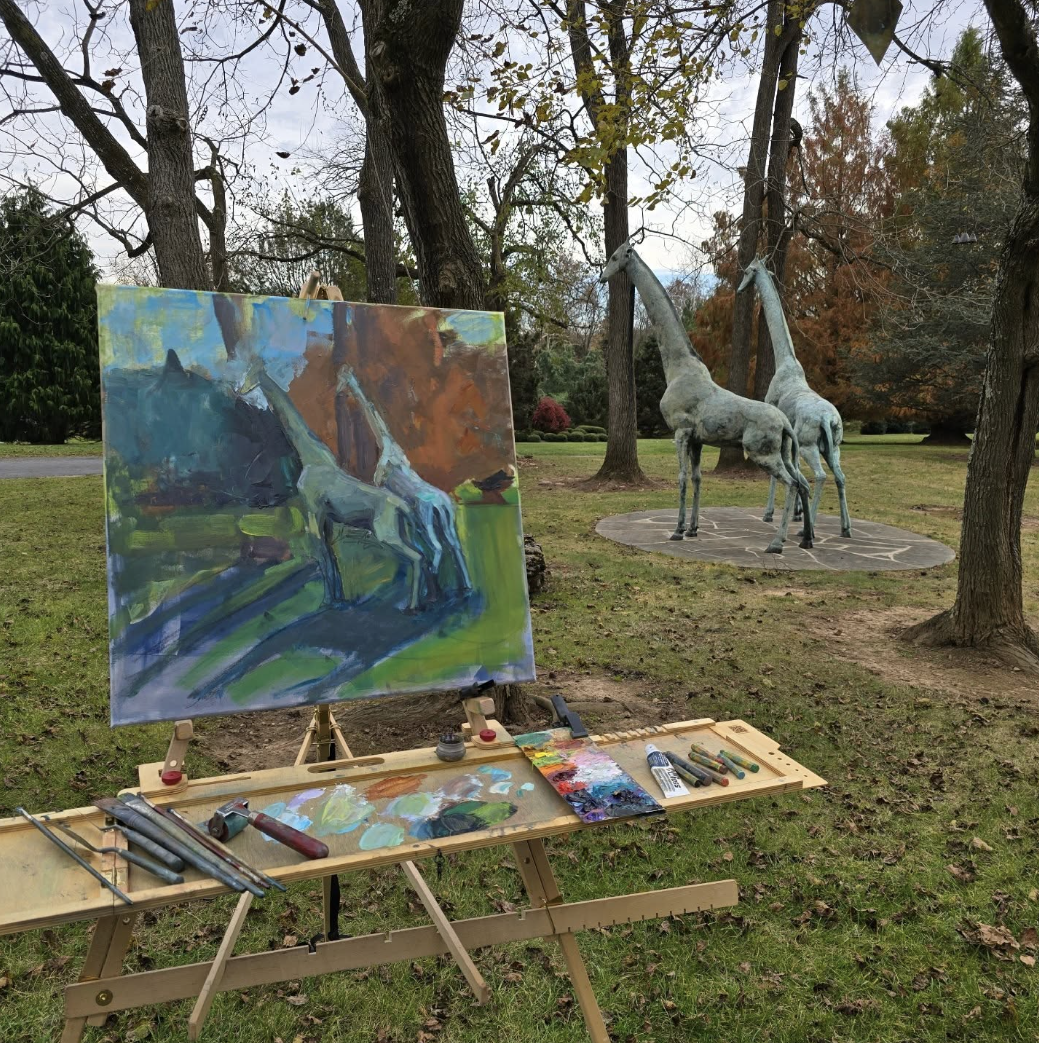 Heather Blackwell shares her "Plein Air" set up. All the artists in the show will be painting outside our 9s Studio space on Saturday, July 18, 2026 in the "plein-air style" that fits their way of working and subject.