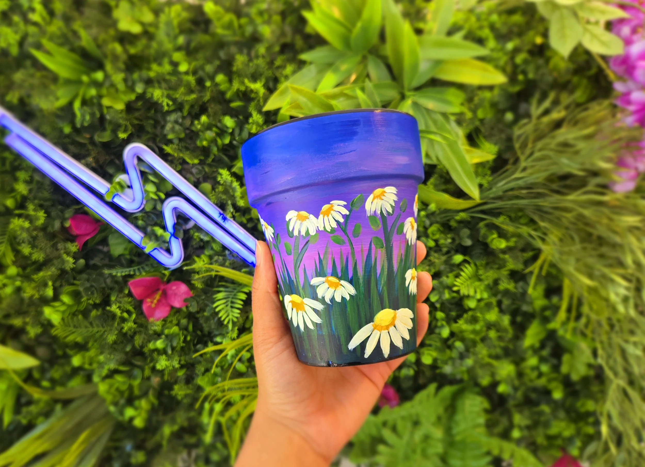 Sunset Daisies Flower Pot Painting Xperience