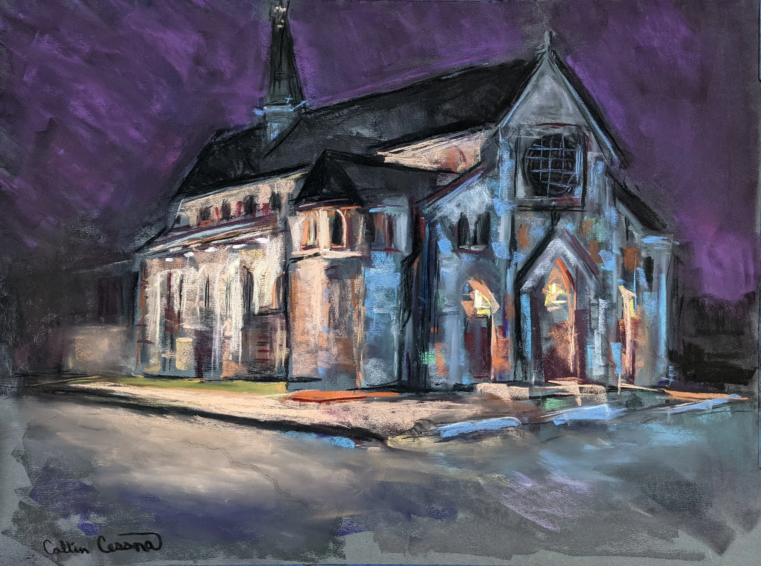 "Church in Pastel" work by Collin Cessna
