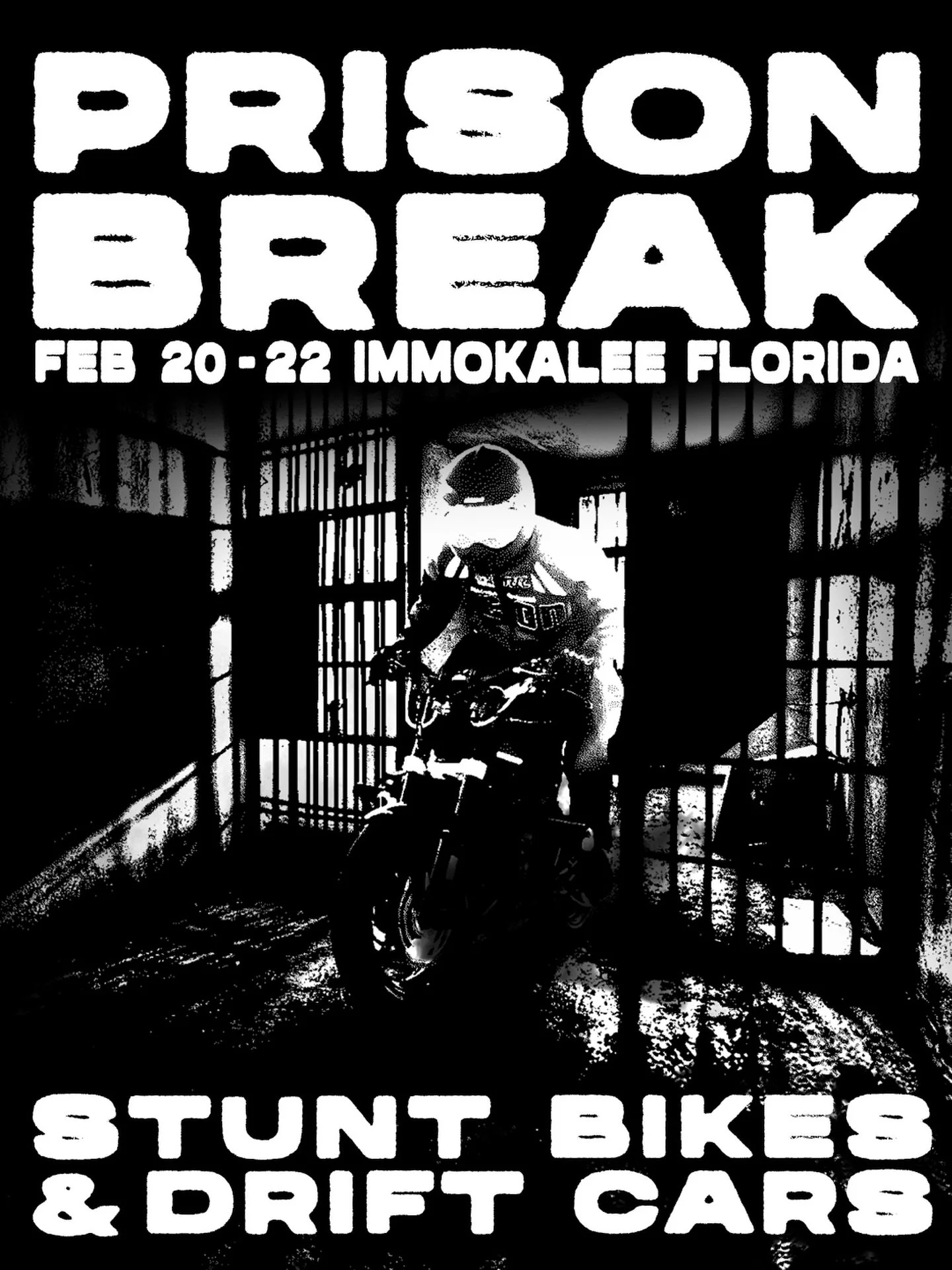 You are cordially invited to a weekend of refined chaos. Join us at a distinguished former correctional facility for cultured conversation, elevated company, and the occasional act of stunt ride tomfoolery. Expect rev limiters off brick walls, tire s