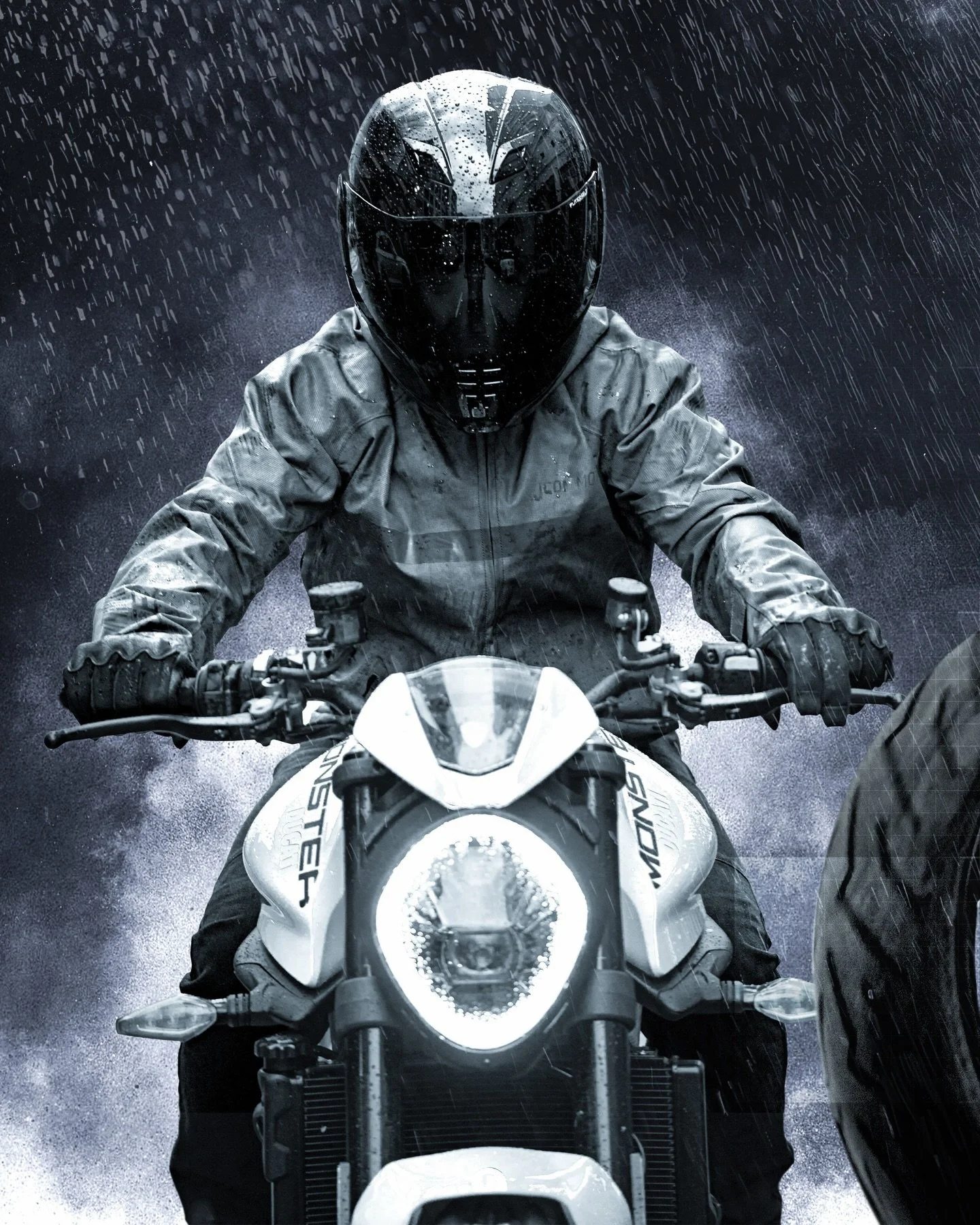 Rain happens. Ride anyway.
The PDX3 Jacket features a fully taped waterproof shell, D3O armor package, pit-zip venting, and a roll-away hood&mdash;built by riders who know exactly how long the rain can last.

Available now at Authorized ICON dealers.