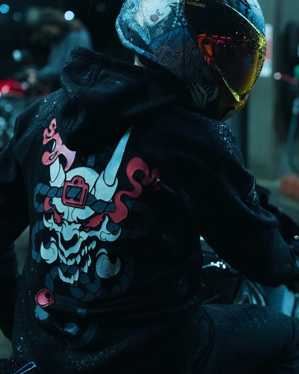 Built for the midnight run.
The Uparmor Odokuro Hoodie features a reinforced 10oz cotton/poly shell, D3O Ghost, and a Viper back protector.

Available now at authorized ICON dealers.