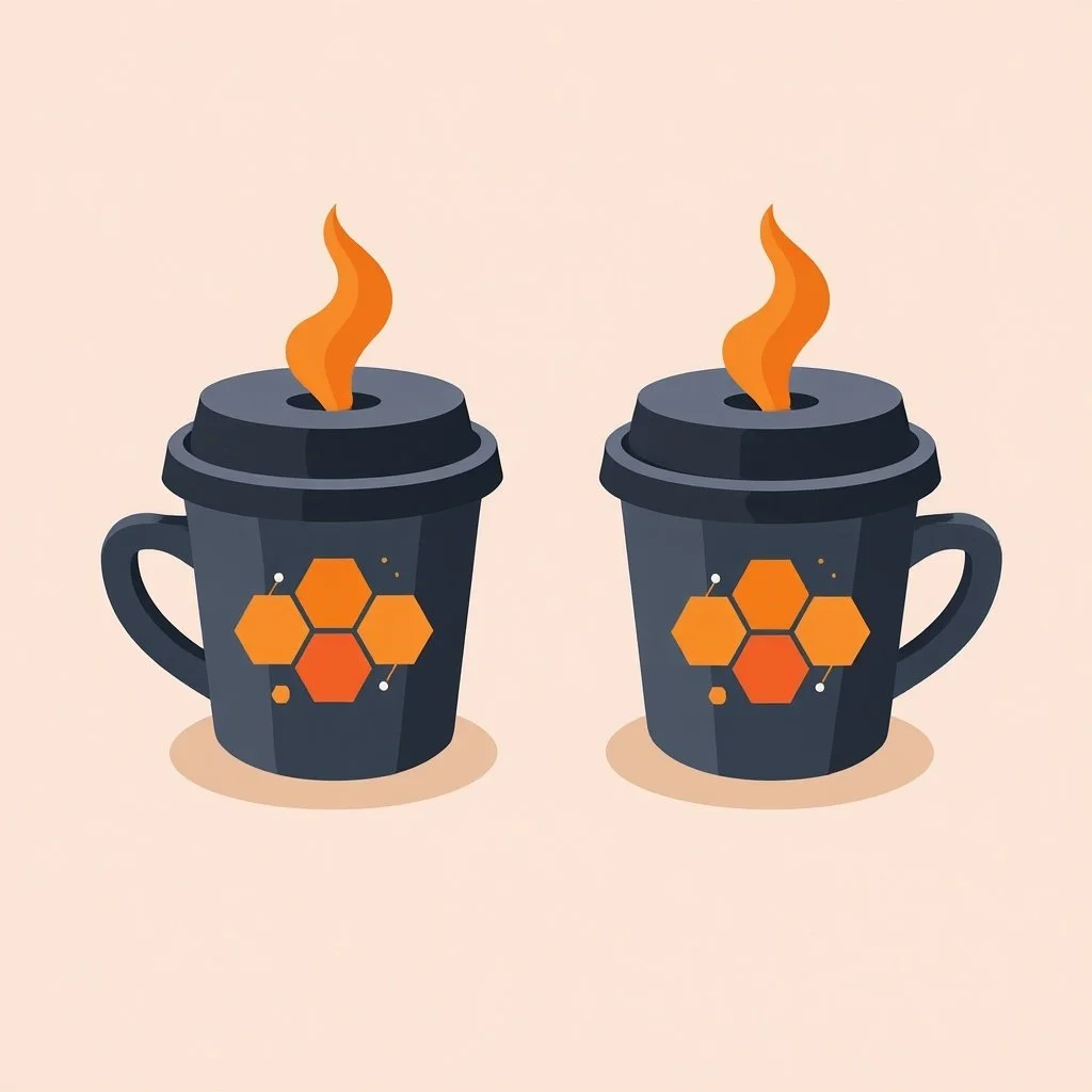Two coffee mugs with Working Genius icons representing 1:1 Christian leadership coaching and personalized mentorship sessions.