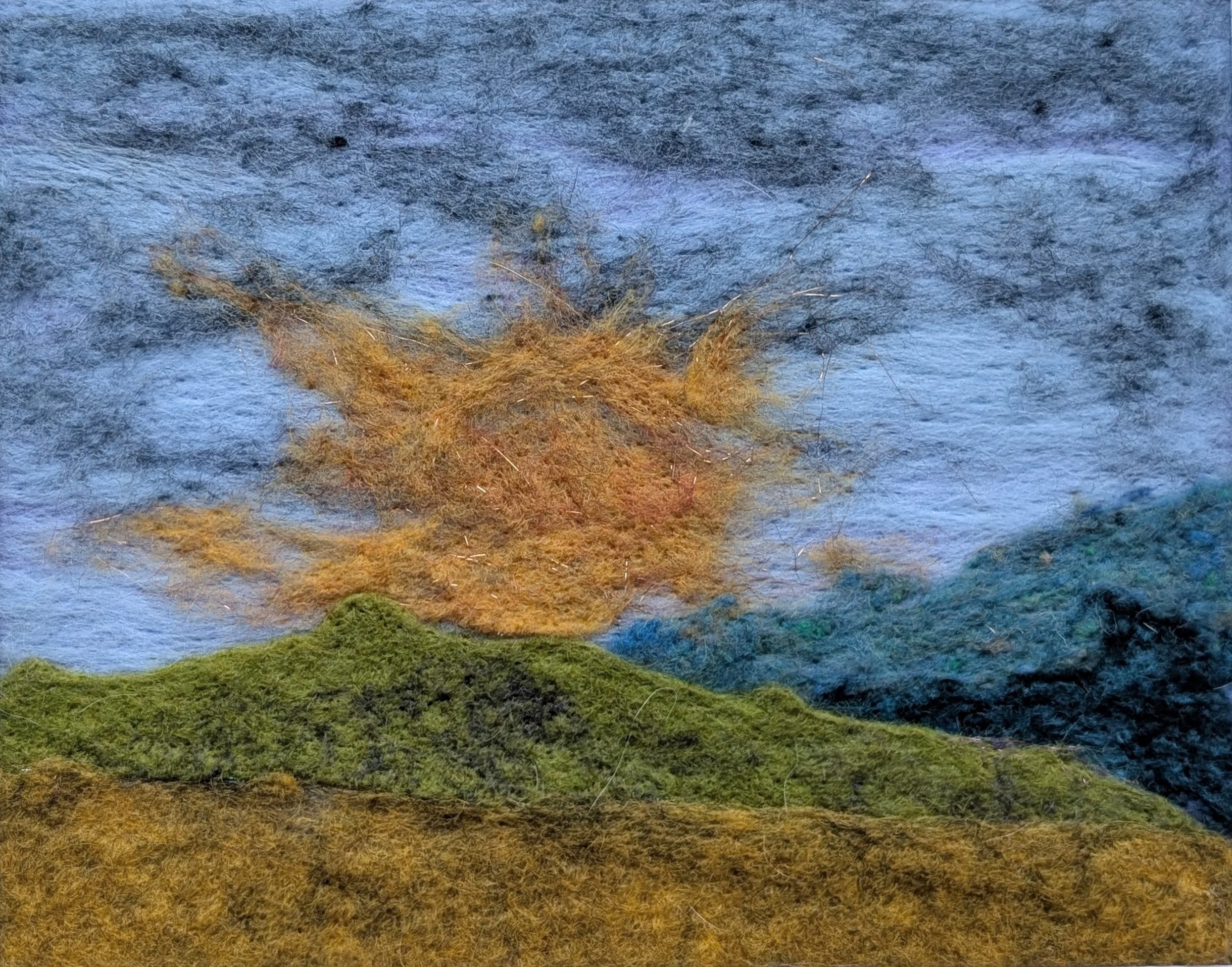 Sunset
8"x10"
wool on felt
white mat and frame