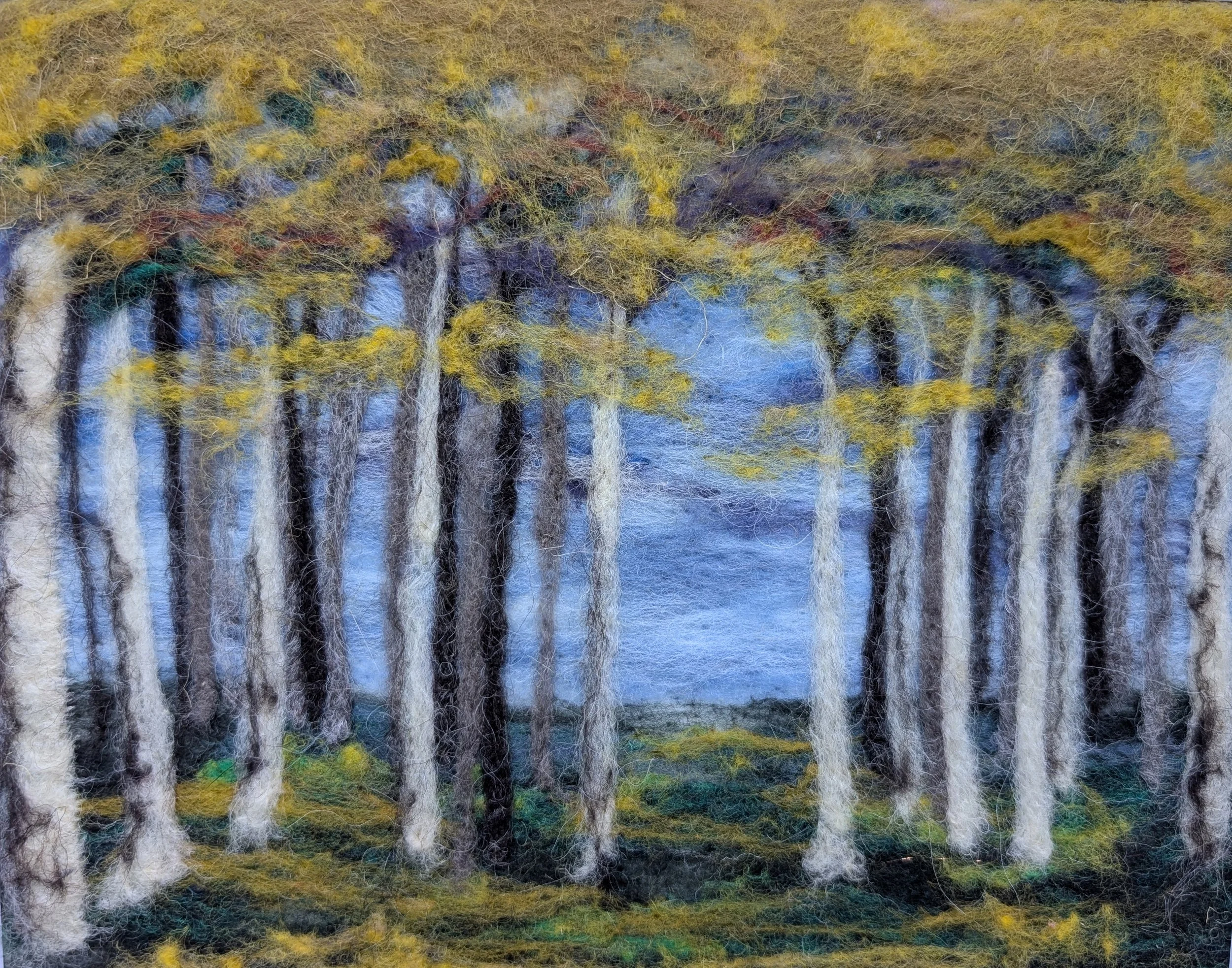 Birch Forest
8"x10"
wool on felt
white mat and frame