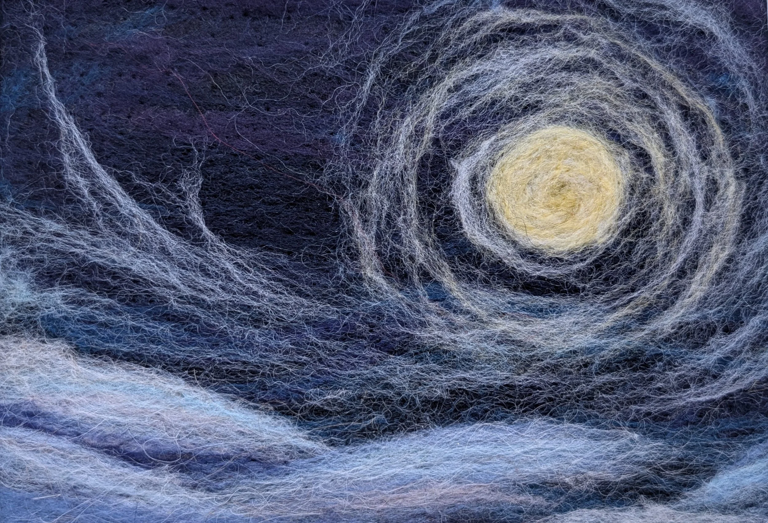 Winter Moon
5"x7"
wool on felt
white mat and frame