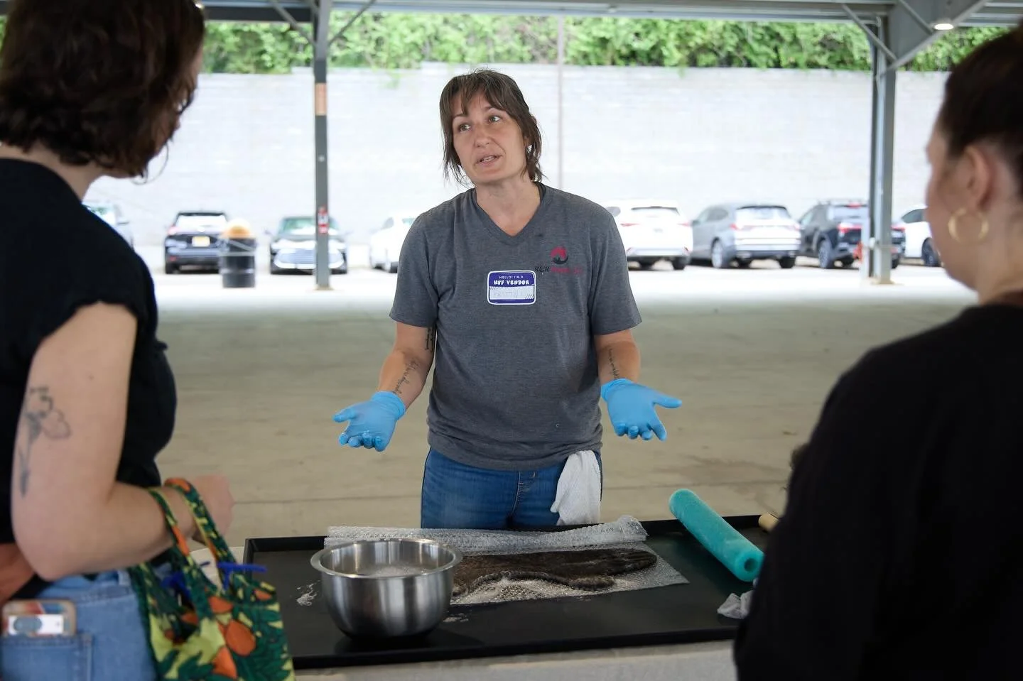 I had a blast @nashyarnfest last weekend with @gcfibershed I planted myself right between the alpacas and the bunnies while I taught onlookers how to make some alpaca wool felted mittens. I am in my element when I&rsquo;m creating, especially while t