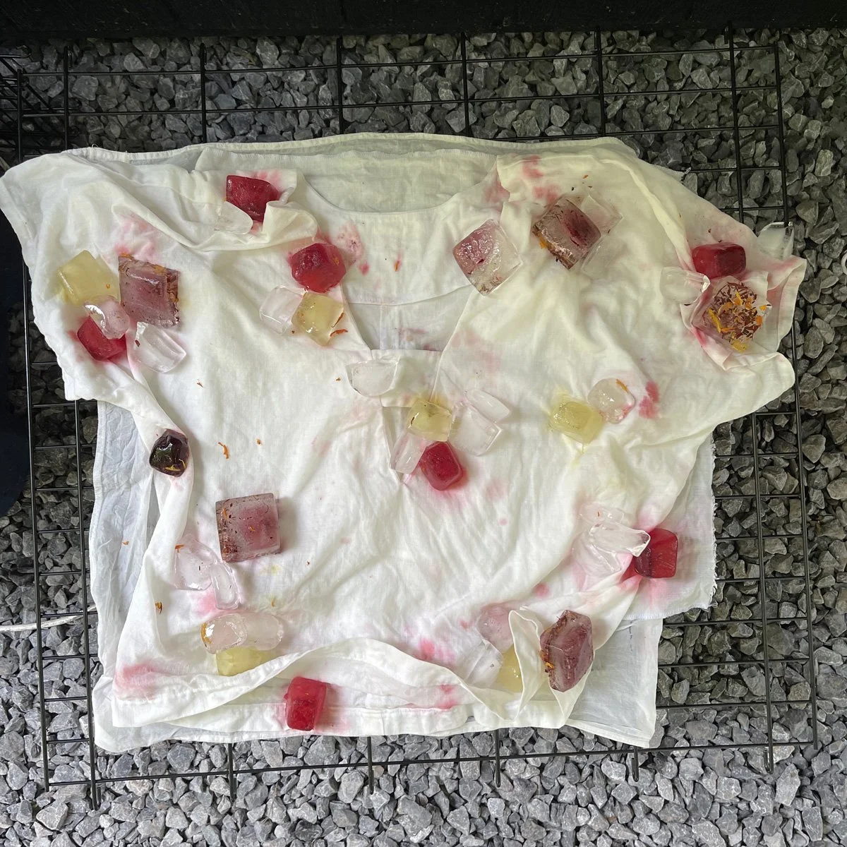 Placement print Ice dying technique.