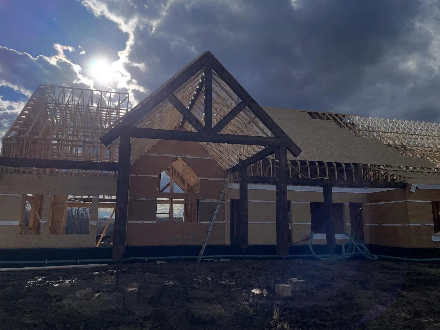 Some 12/12 porch trusses we stood last week