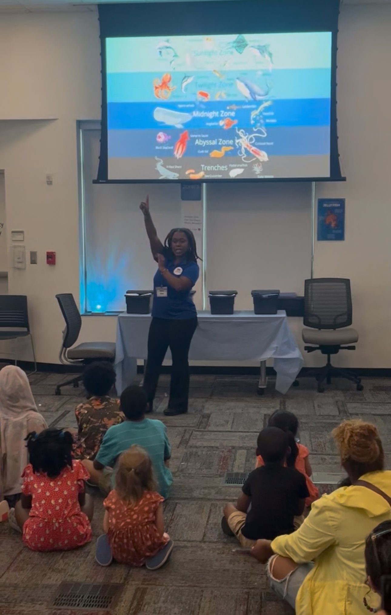 Ms. Sara talking about ocean zones @ our first AquaQuest Event