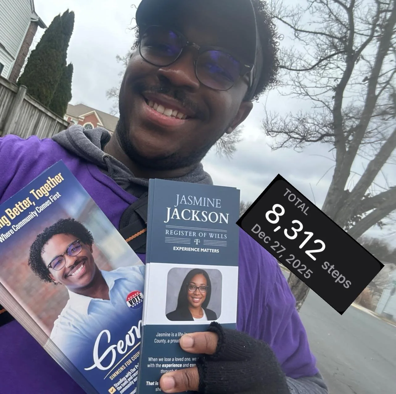 Despite it being freezing cold today, I had some great conversations at the door!! ❄️🚪 🥶 #GoWithGeonta 💛💜