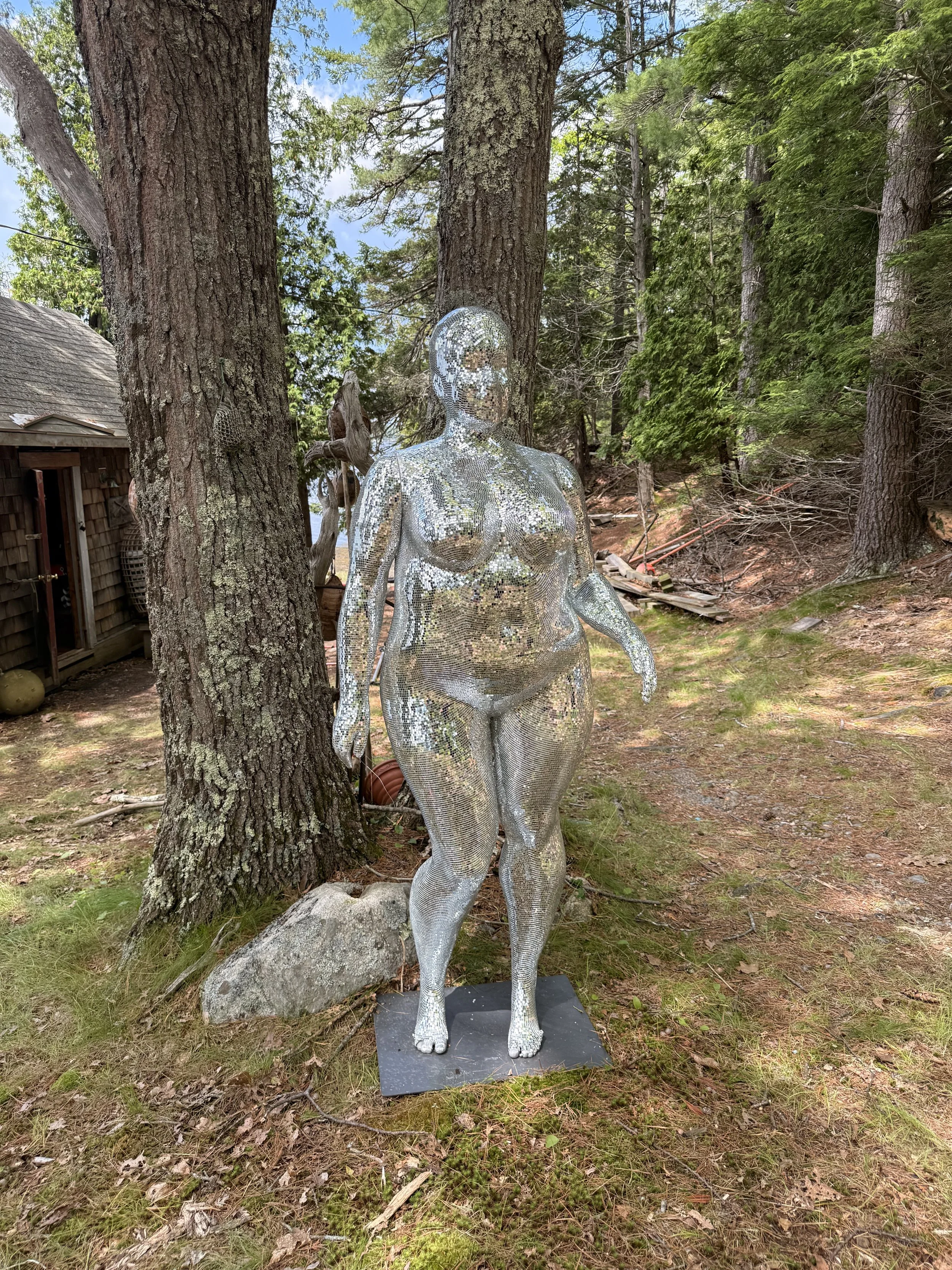 elsa in the woods on a movie set