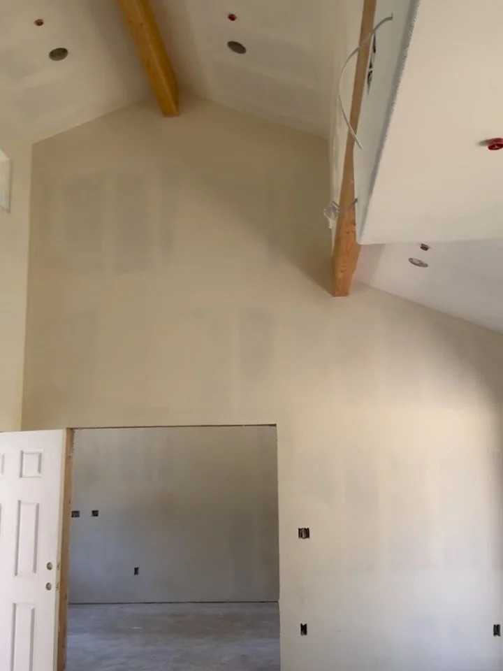 House in davis got finished with orange peel spray texture #drywall #orangepeel