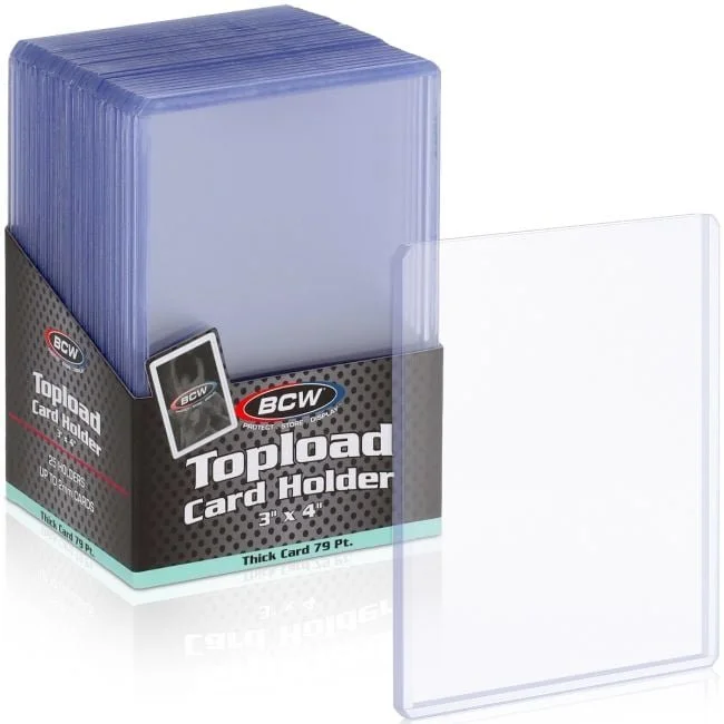 BCW 79pt toploaders, 25 per pack; one pack included.