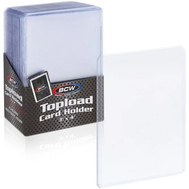 BCW standard 35pt toploaders, 25-count pack; four packs included in every Collector Care Kit.