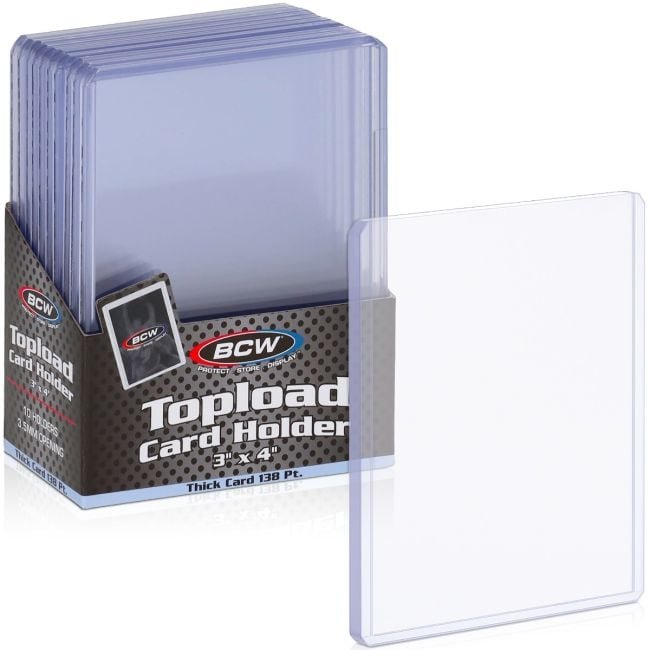 BCW 138pt toploaders, 10 per pack; one pack included.