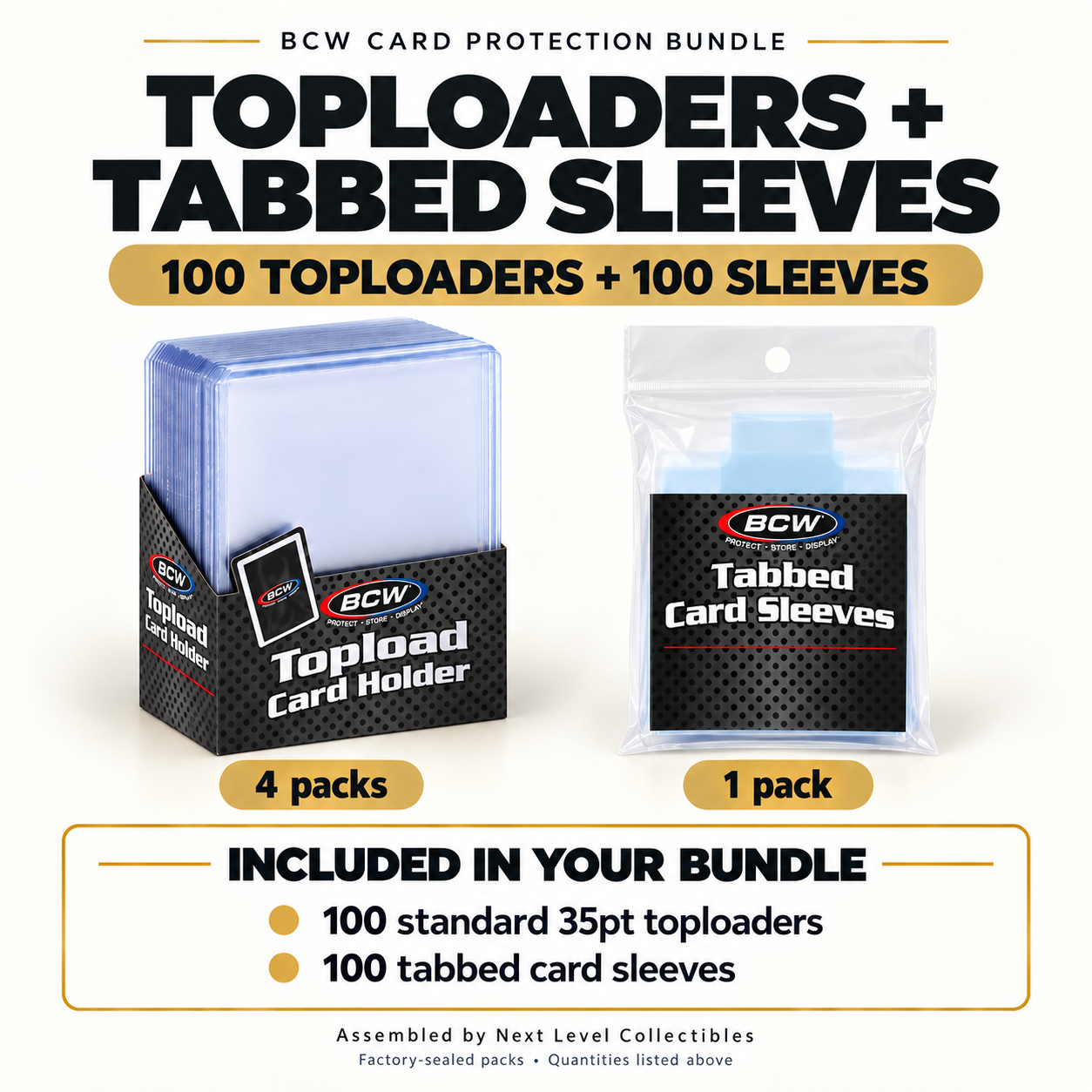 BCW 100 Toploaders and 100 Tabbed Sleeves