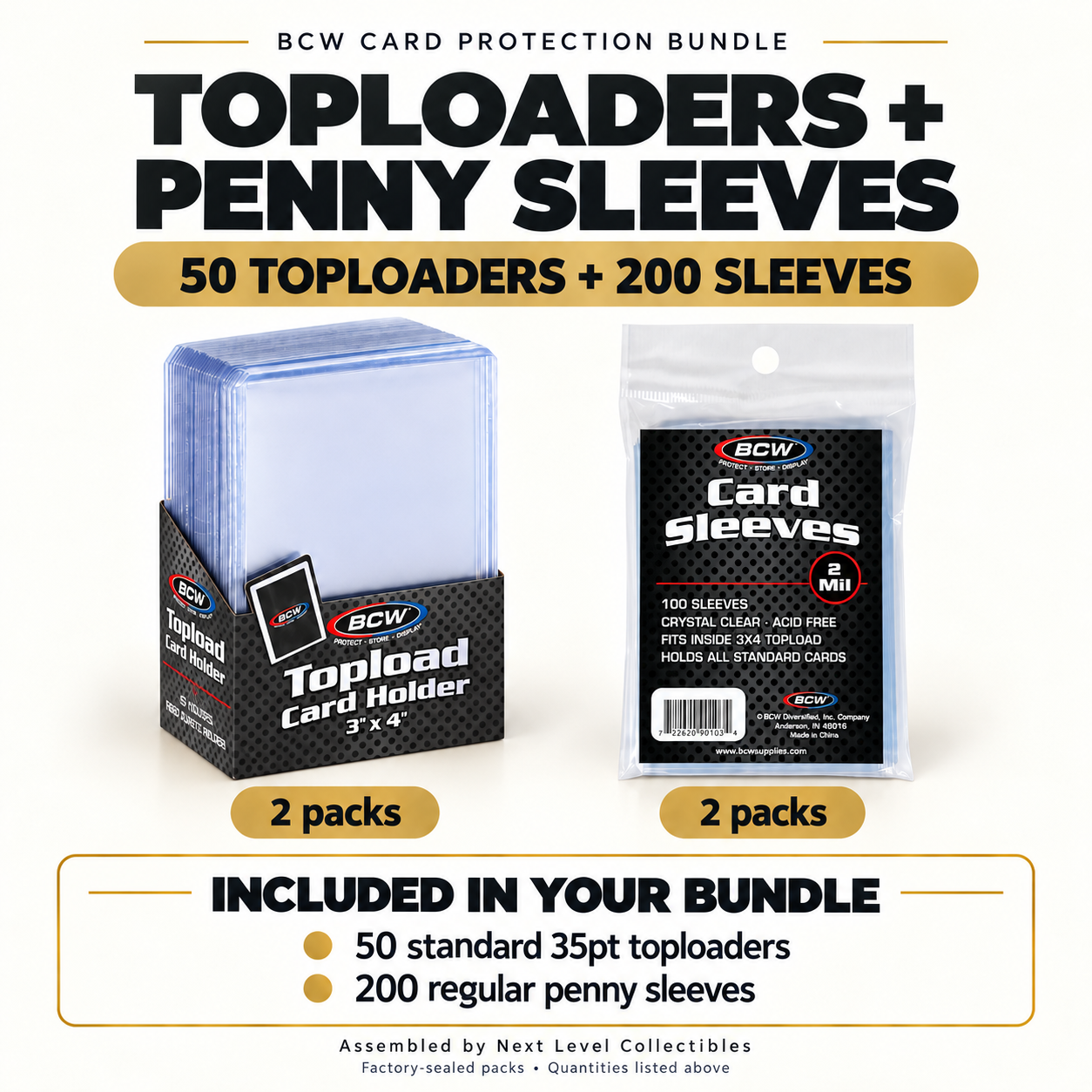 BCW Standard Toploader and Penny Sleeve Bundle