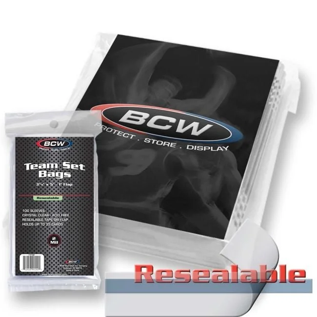 BCW resealable team set bags, 100-count pack included in every Collector Care Kit.