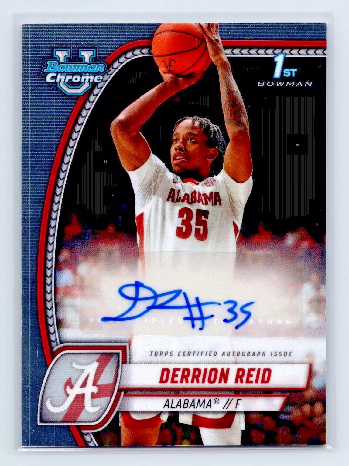 Derrion Reid 2024-25 Bowman Chrome Prospect Auto RC #20 Alabama — Next ...