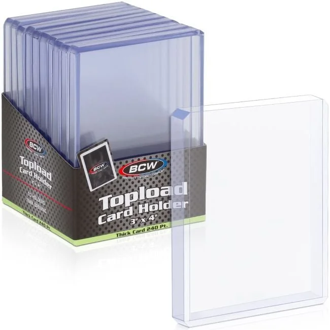 BCW 240pt toploaders, 10 per pack; one pack included.