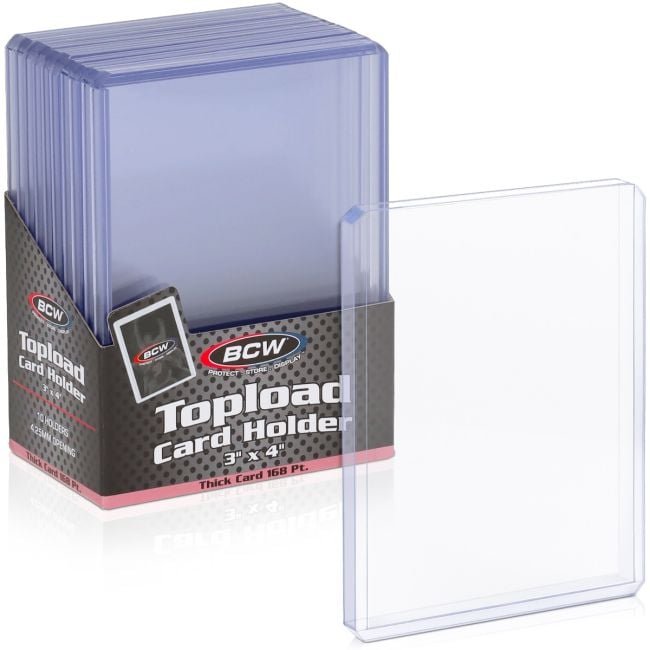 BCW 168pt toploaders, 10 per pack; one pack included.