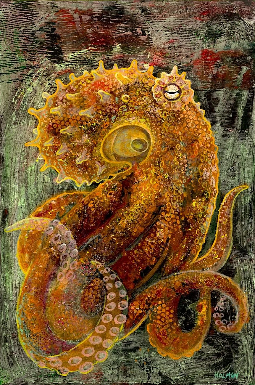 Golden Octopus - acrylic painting on canvas 2025 - AVAILABLE FOR PURCHASE