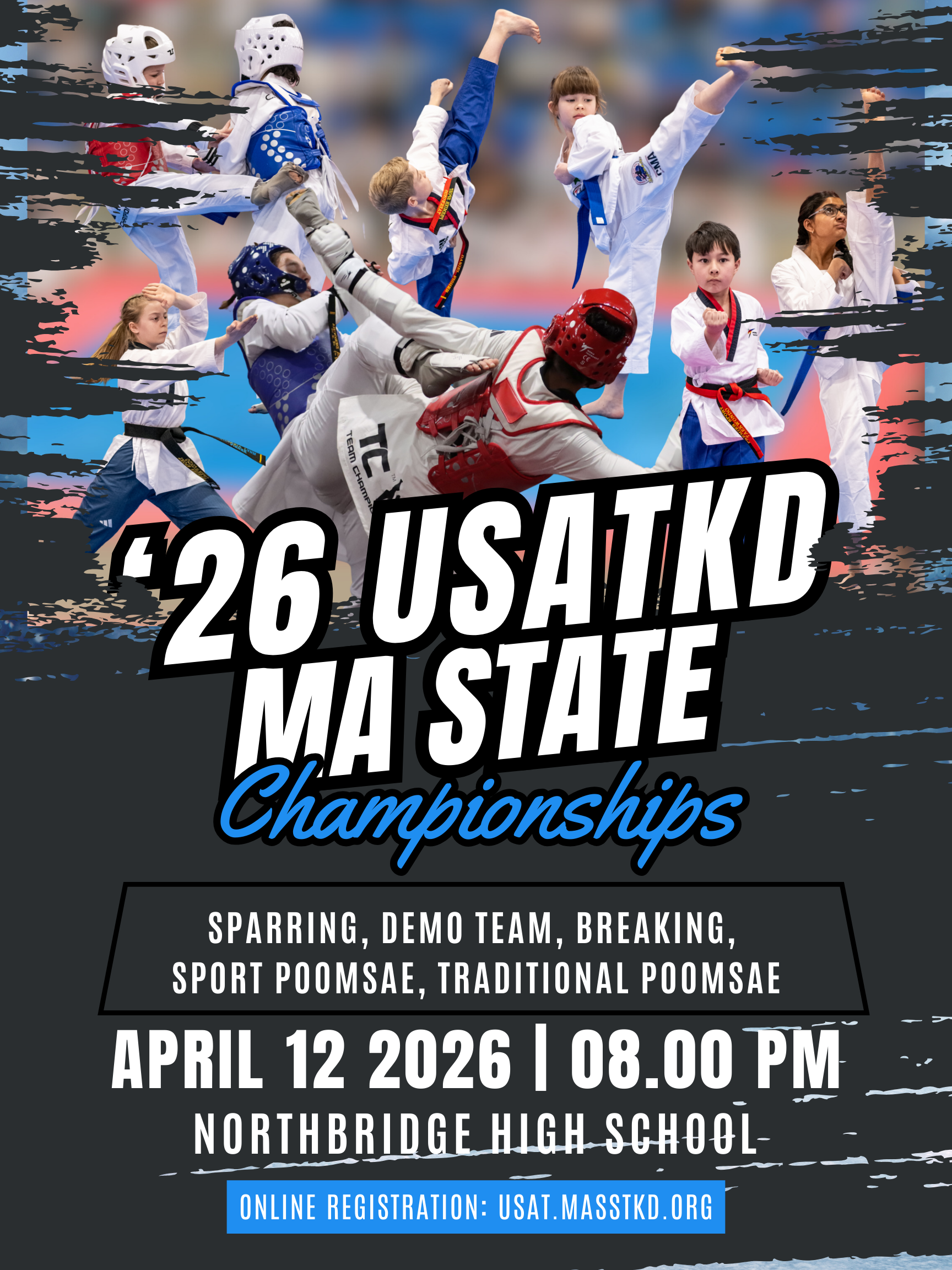 Poster for 2026 USA Taekwondo Massachusetts State Championships