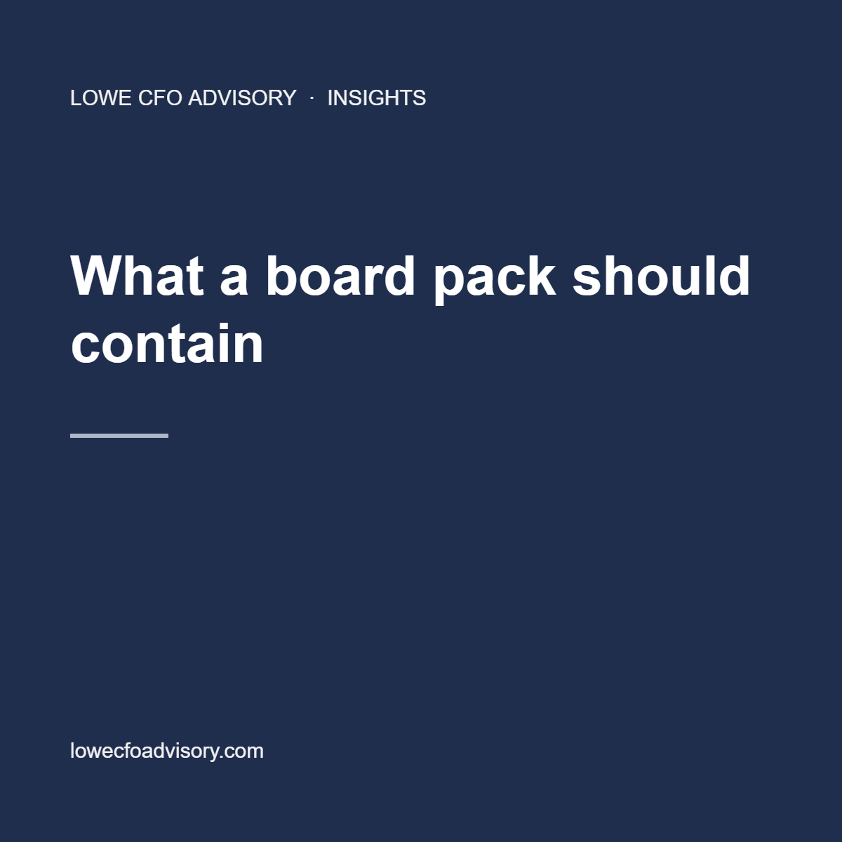 What a board pack should contain