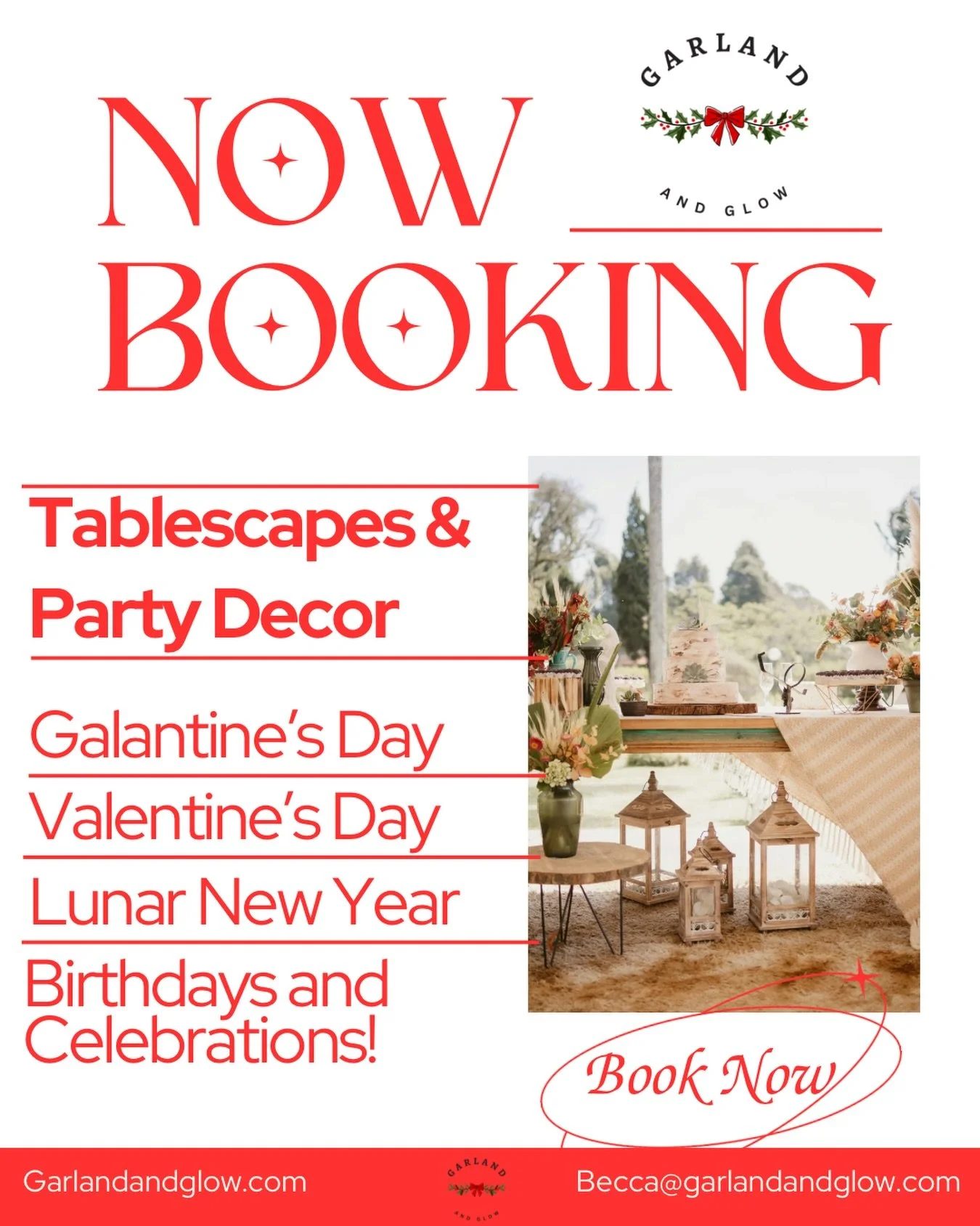 A little rest, then right back to celebrating ✨
Now booking February events&mdash;Valentine&rsquo;s Day, Galentine&rsquo;s, Lunar New Year, and more&mdash;with custom tablescapes and party d&eacute;cor designed just for you. And of course we always o