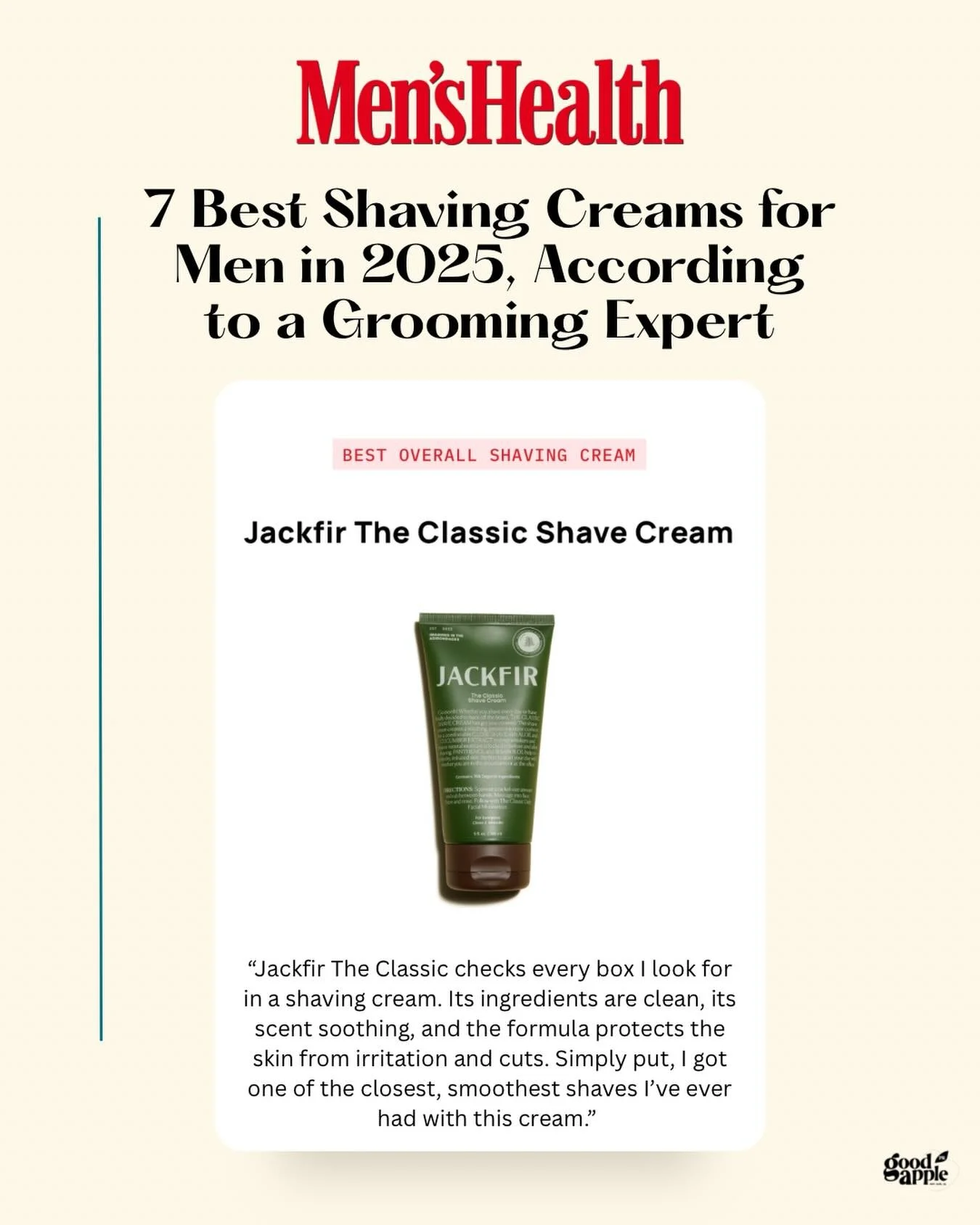 @ohjackfir in the top spot in Men&rsquo;s Health 2025 shaving cream roundup 🪒💈💚

Thank you to @seanzucker for the inclusion ✨