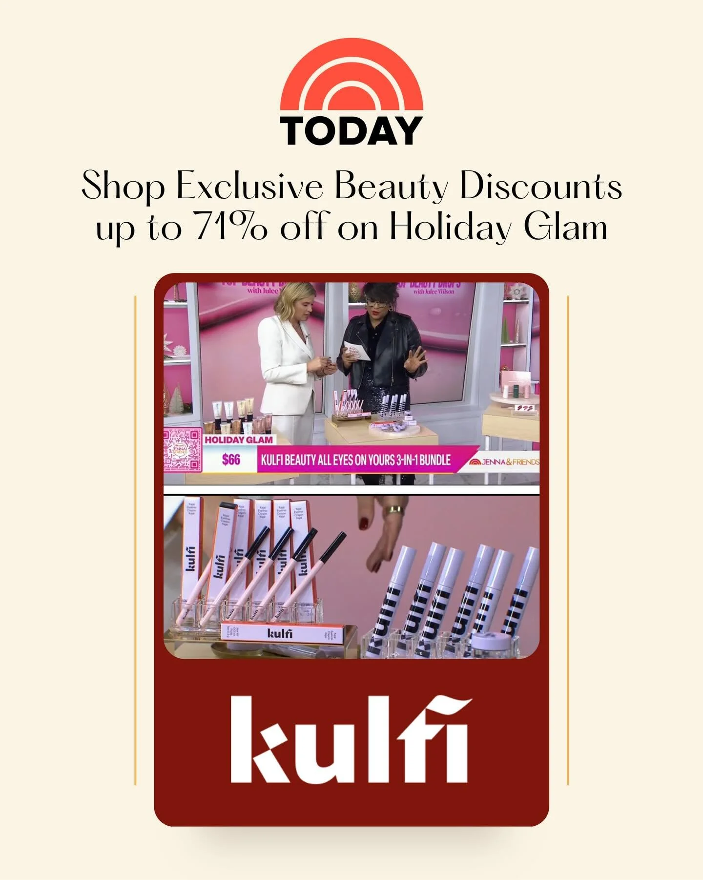 Excited to see @kulfi.beauty&rsquo;s &lsquo;All Eyes on Yours&rsquo; bundle ft. on @todayshow 💥💜