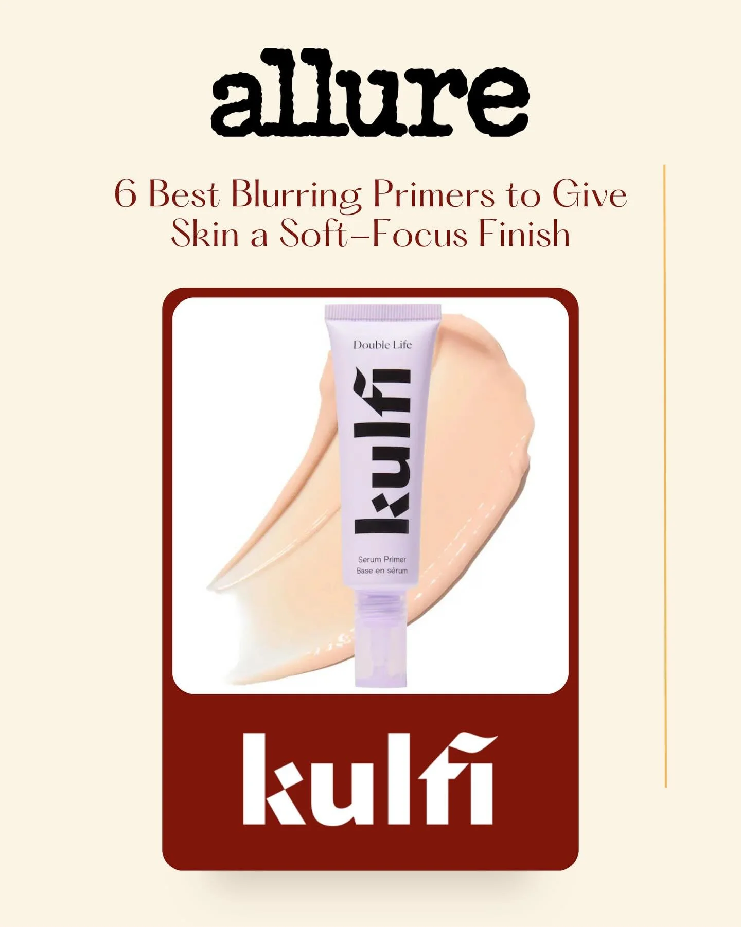 Love to see Kulfi&rsquo;s Double Life Primer in this Allure article! &lsquo;Best for Dry Skin&rsquo; aka keeping us hydrated all winter ❄️

A big thank you to Sarah Han for testing x
