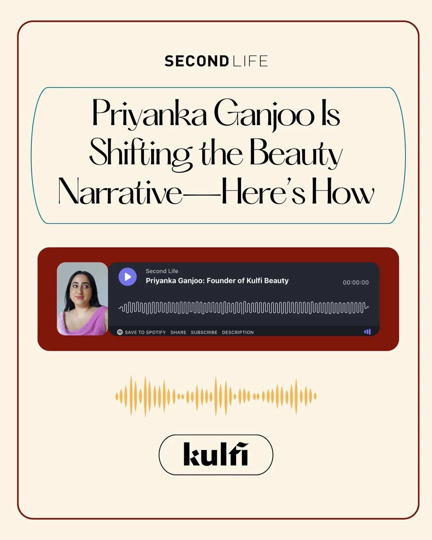 Listen to @secondlifepod&rsquo;s February 9th episode to hear how @priyankaganjoo continues to push boundaries in the beauty industry ✨ @kulfi.beauty