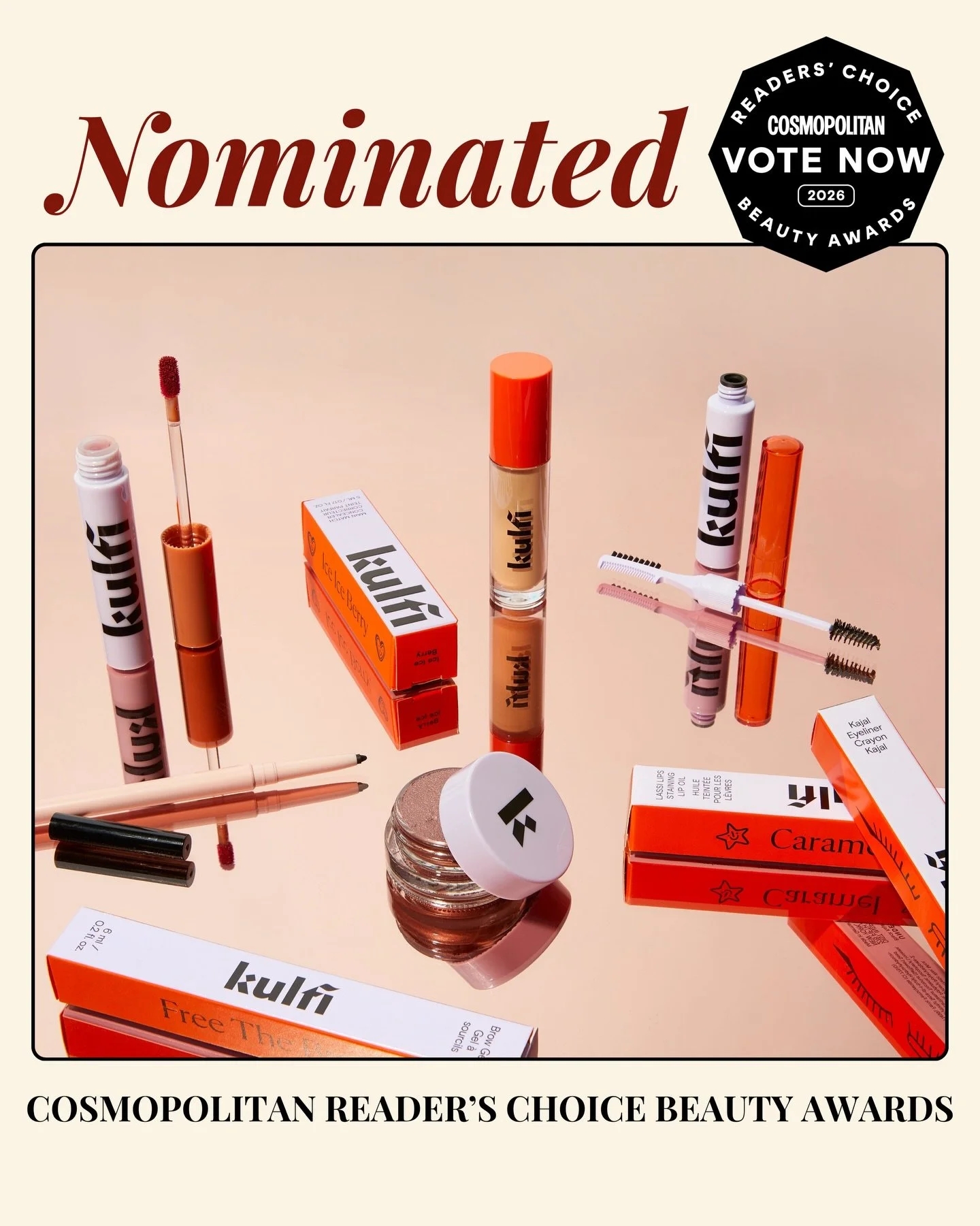 Vote for Kulfi for @cosmopolitan&rsquo;s Reader&rsquo;s Choice Beauty Awards (link in story + bio) ✨💜