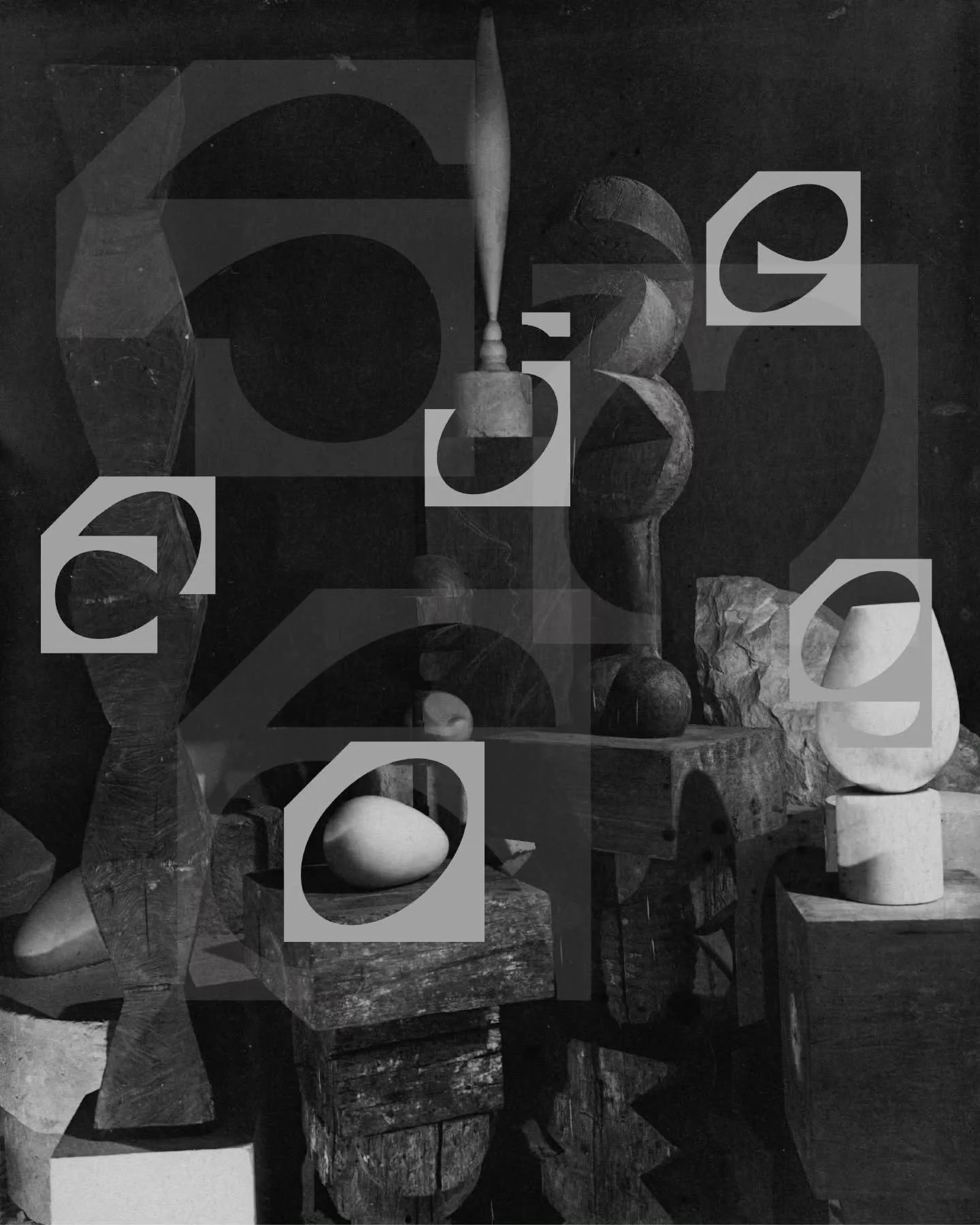 Letterforms built around the ovoid (central motif in the work of Constantin Br&acirc;ncuși), photograms layered with Letraset and experimental prints all came together to celebrate 150 years since the birth of Br&acirc;ncuși. 

On view at @mnacbuchar