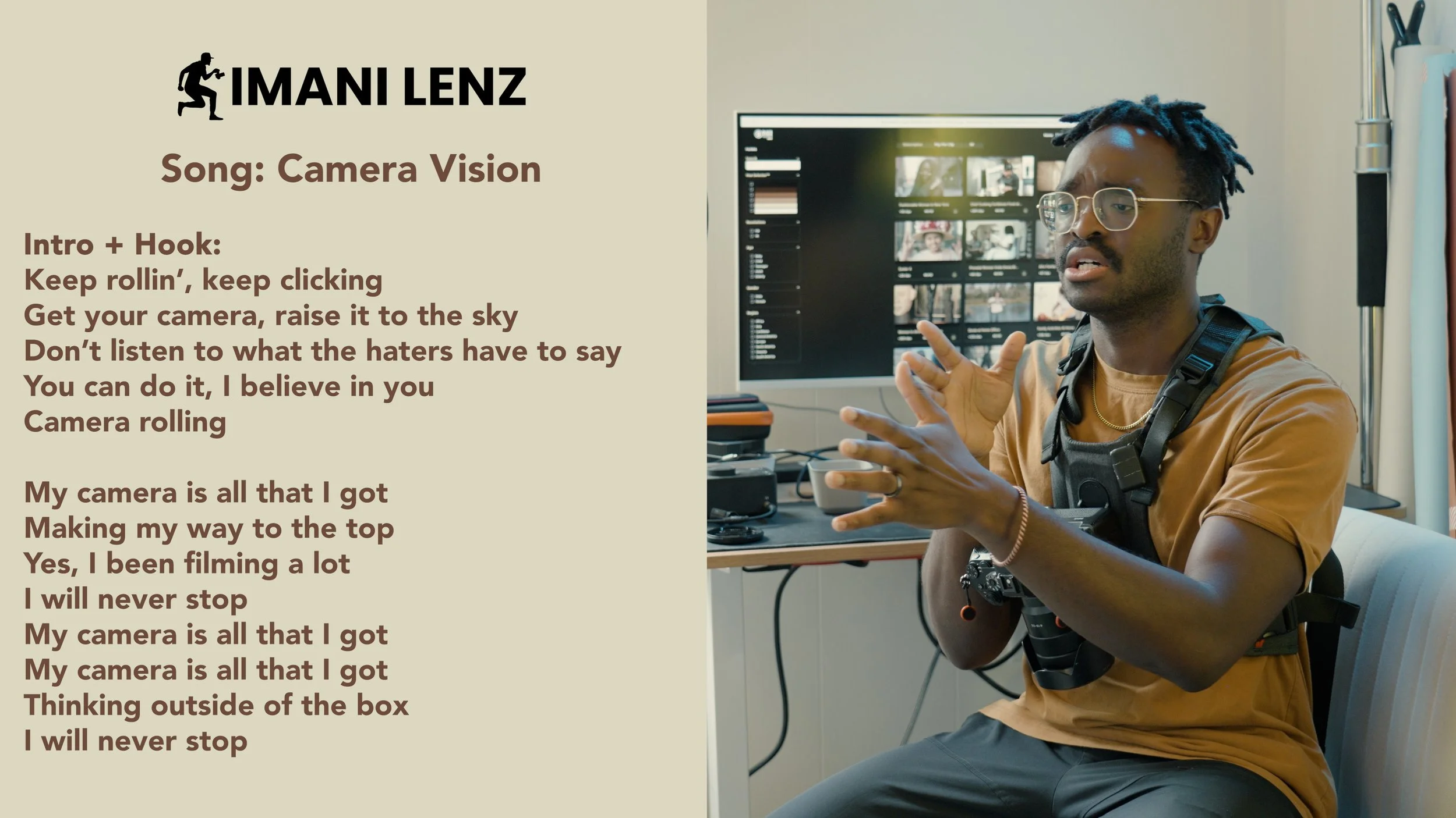 Camera Vision intro hook lyrics breakdown by Imani Lenz focused on belief creativity and persistence