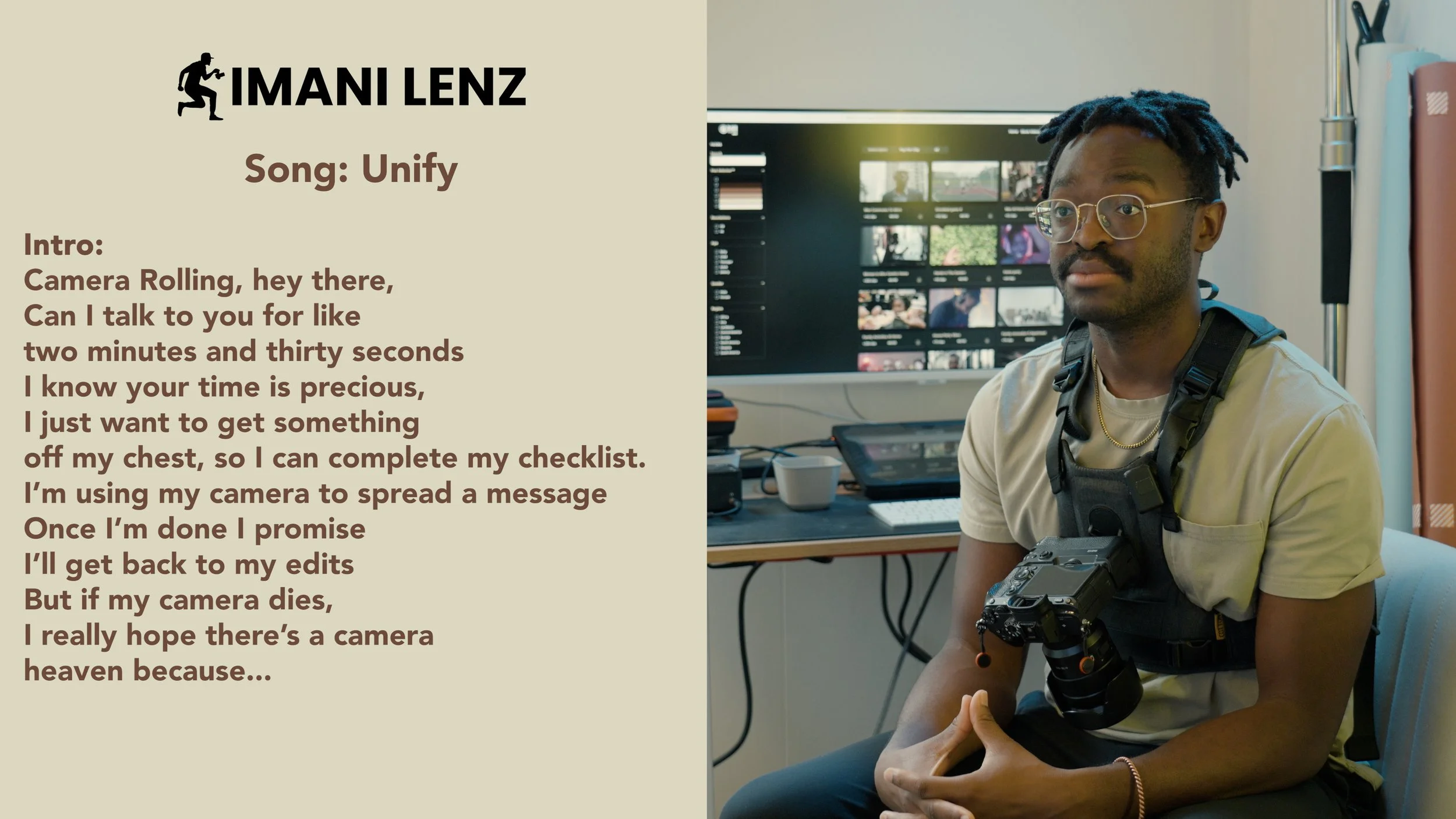 Imani Lenz discussing the meaning behind the intro of his song Unify during a lyrics breakdown video