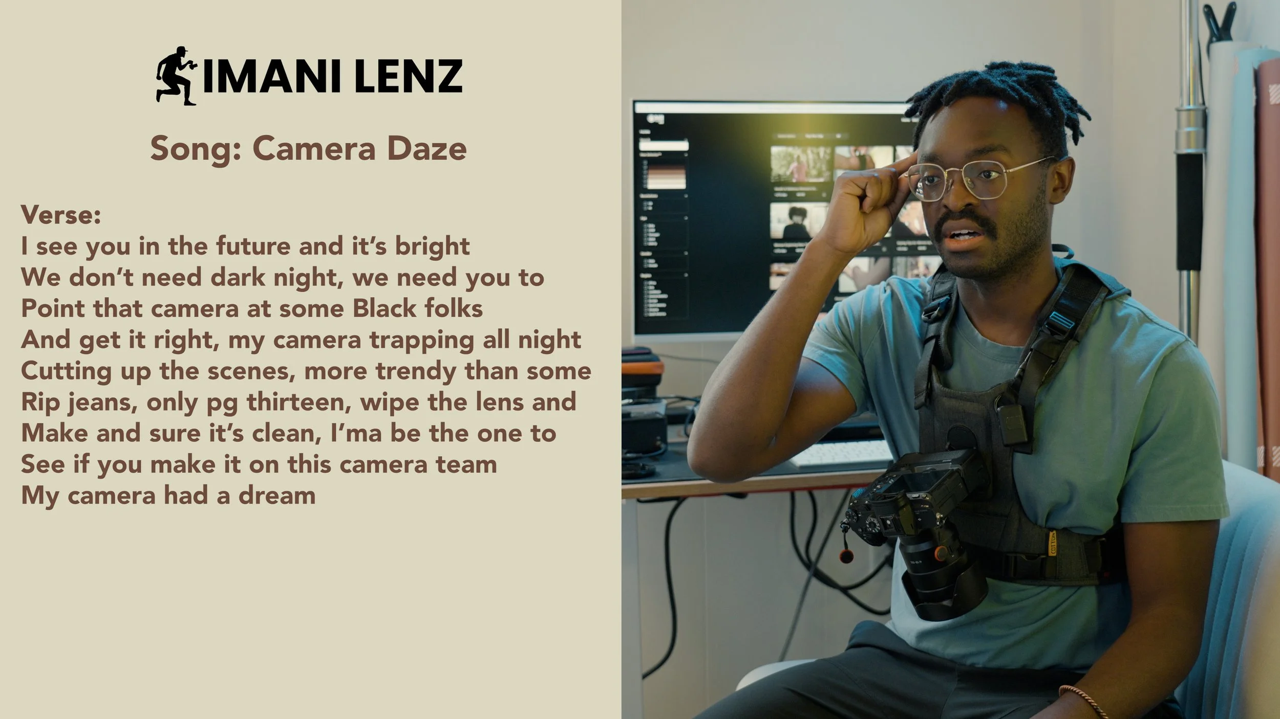 Imani Lenz discussing a later verse of his song Camera Daze during a lyrics breakdown
