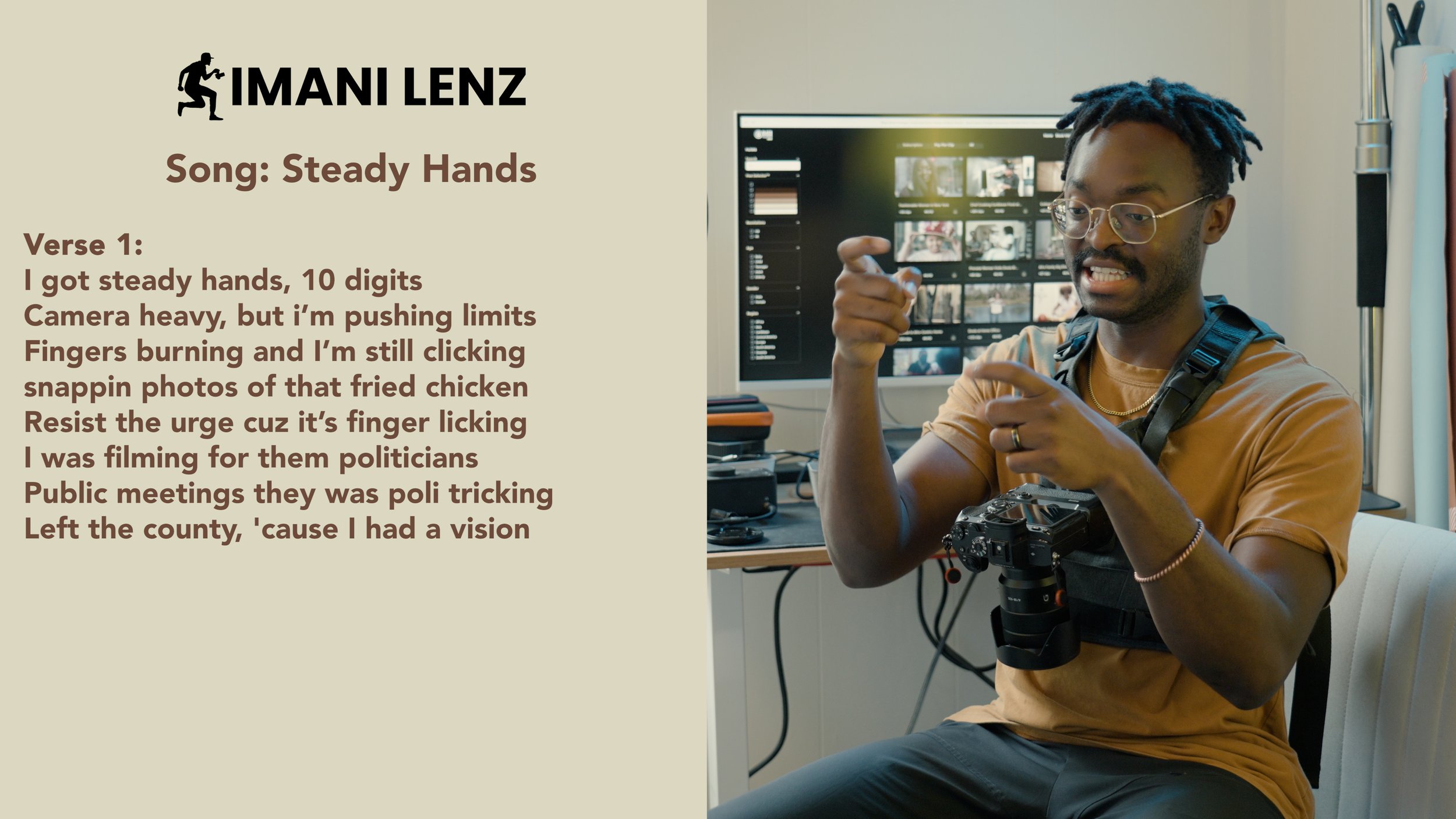 imani lenz steady hands verse 1 camera work endurance filmmaking grind lyrics breakdown