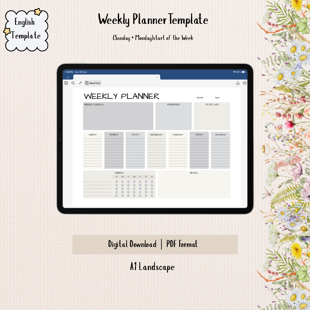 Weekly Schedule Template | Grey Tones