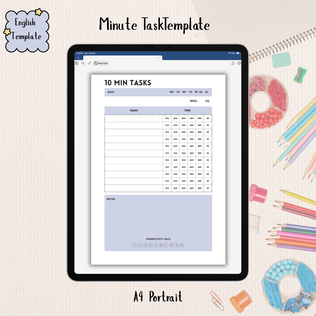 10, 20 & 30 Minute Task Planner | A4 Templates